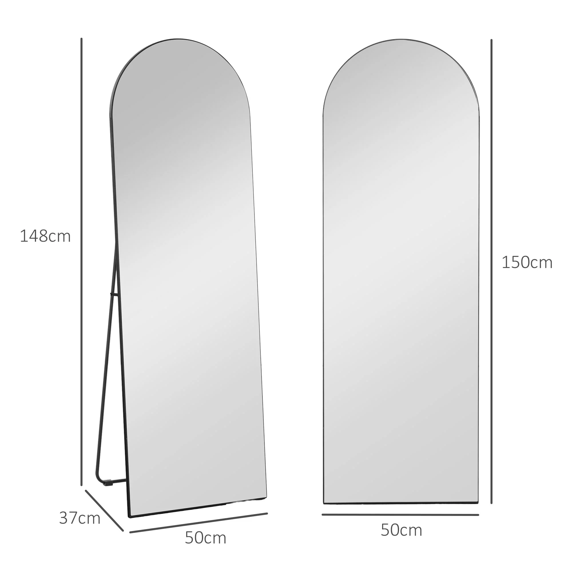 HOMCOM Floor Mirror Wall Mount Leaning Standing Mirror 50 X 150cm Black - Image 5