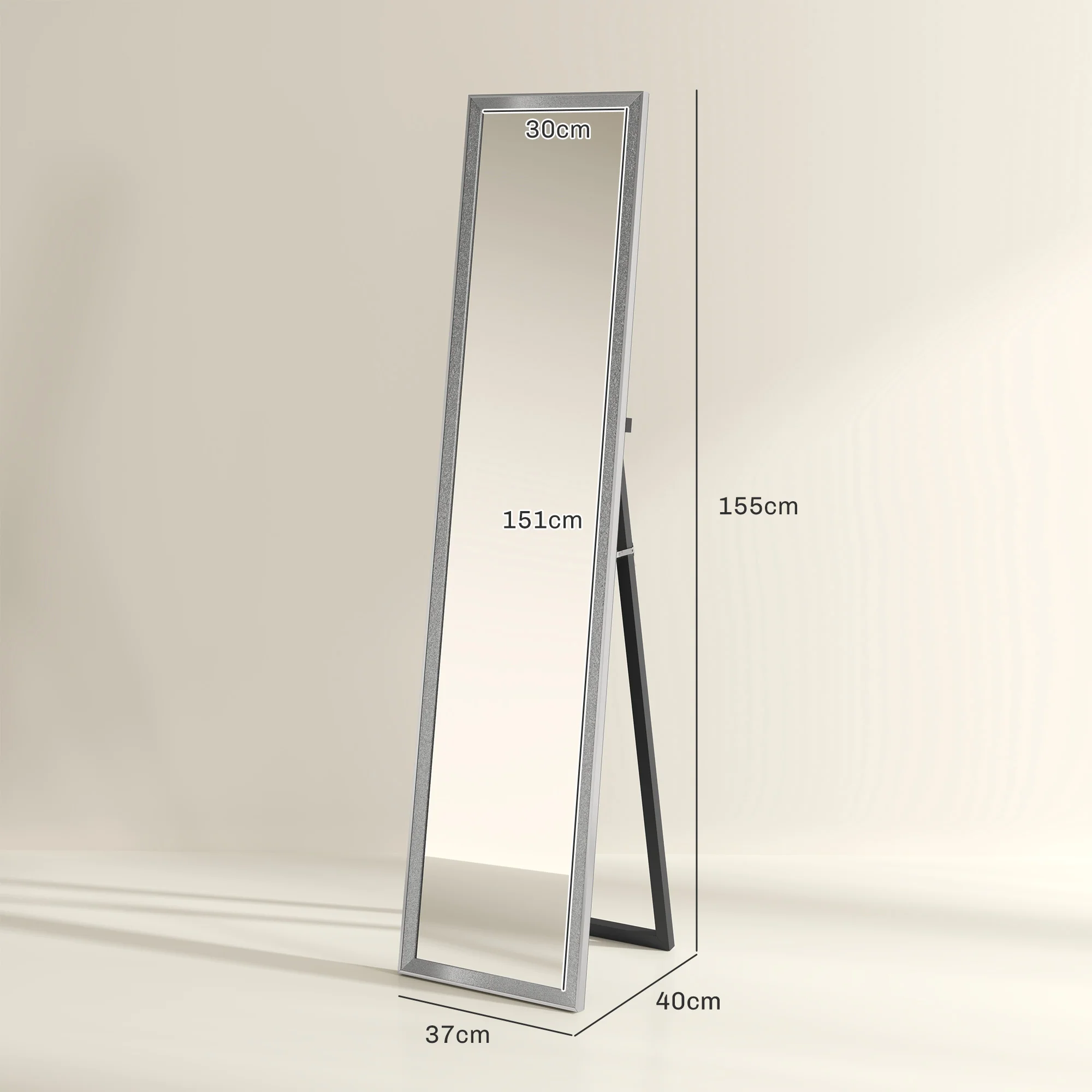 HOMCOM Floor Mirror Wall Mounted Leaning Standing Mirror - Image 14