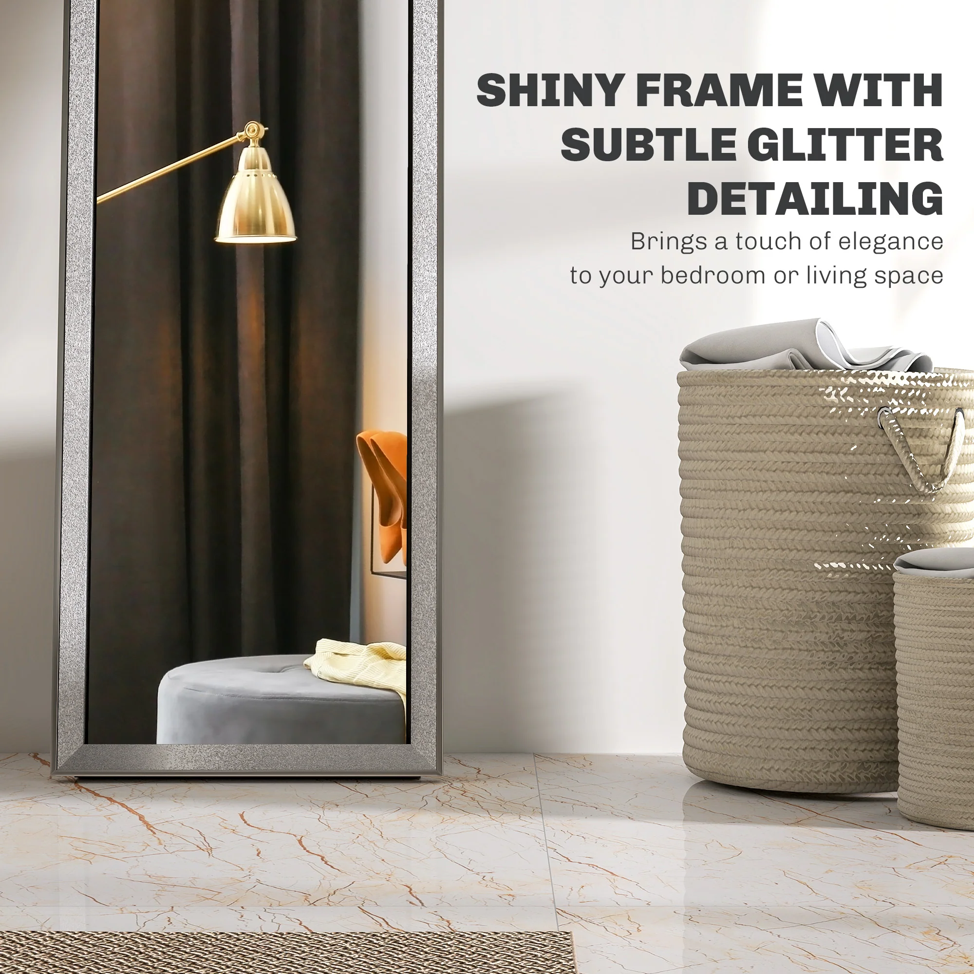 HOMCOM Floor Mirror Wall Mounted Leaning Standing Mirror - Image 16
