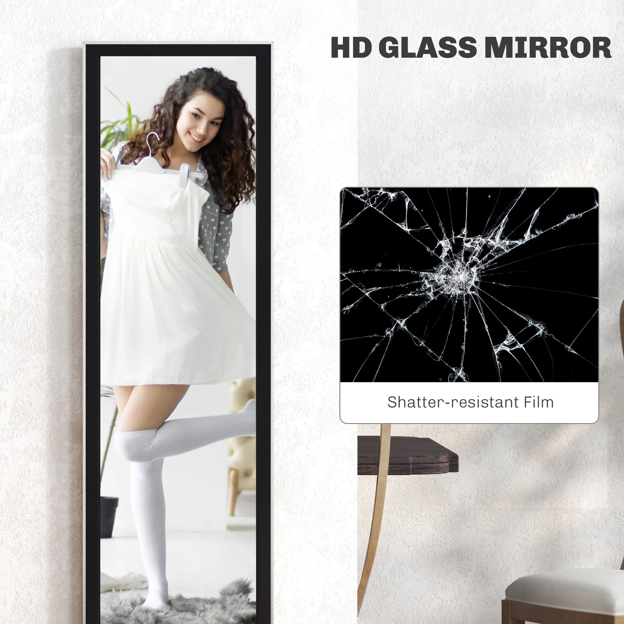 HOMCOM Floor Mirror Wall Mounted Leaning Standing Mirror - Image 4