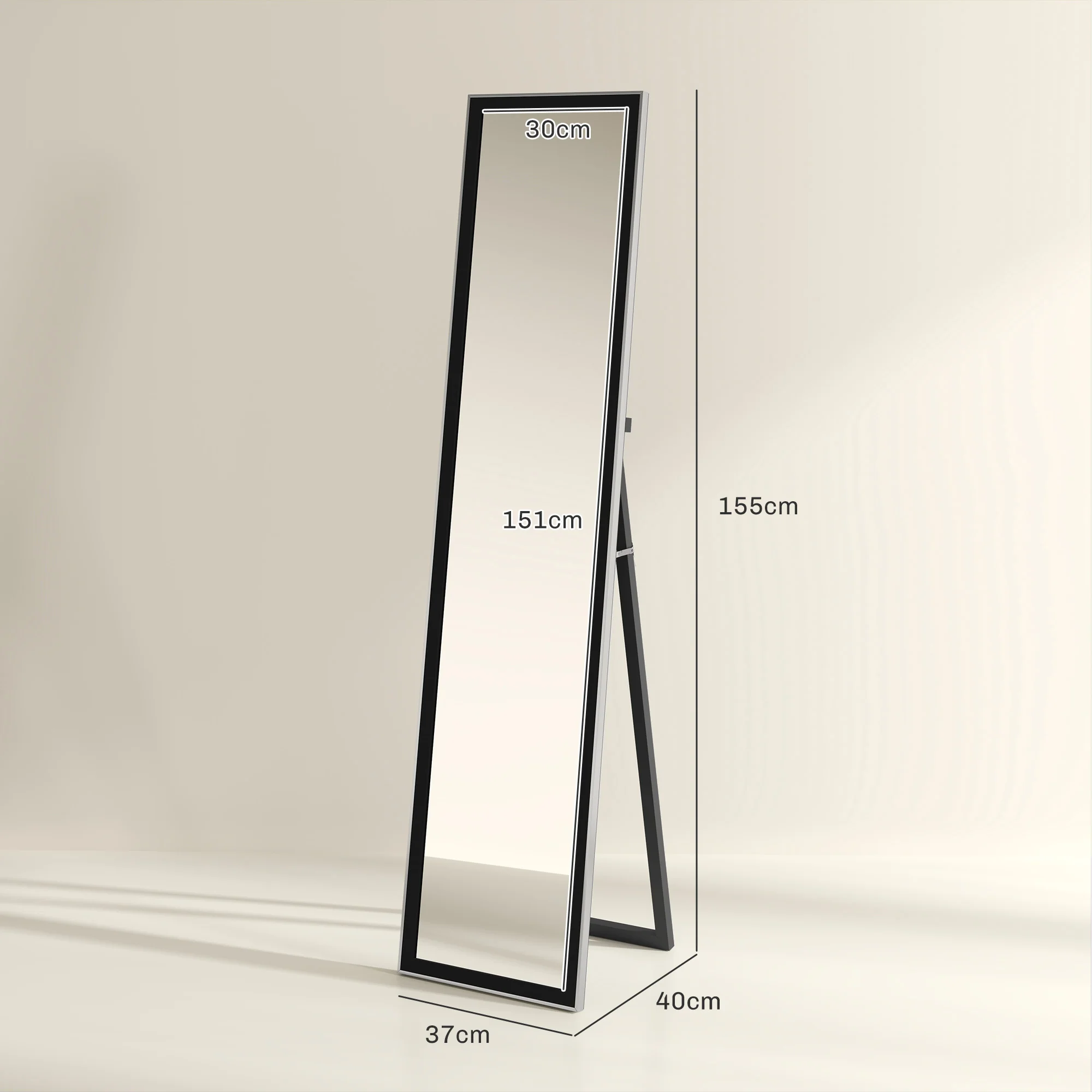 HOMCOM Floor Mirror Wall Mounted Leaning Standing Mirror - Image 5