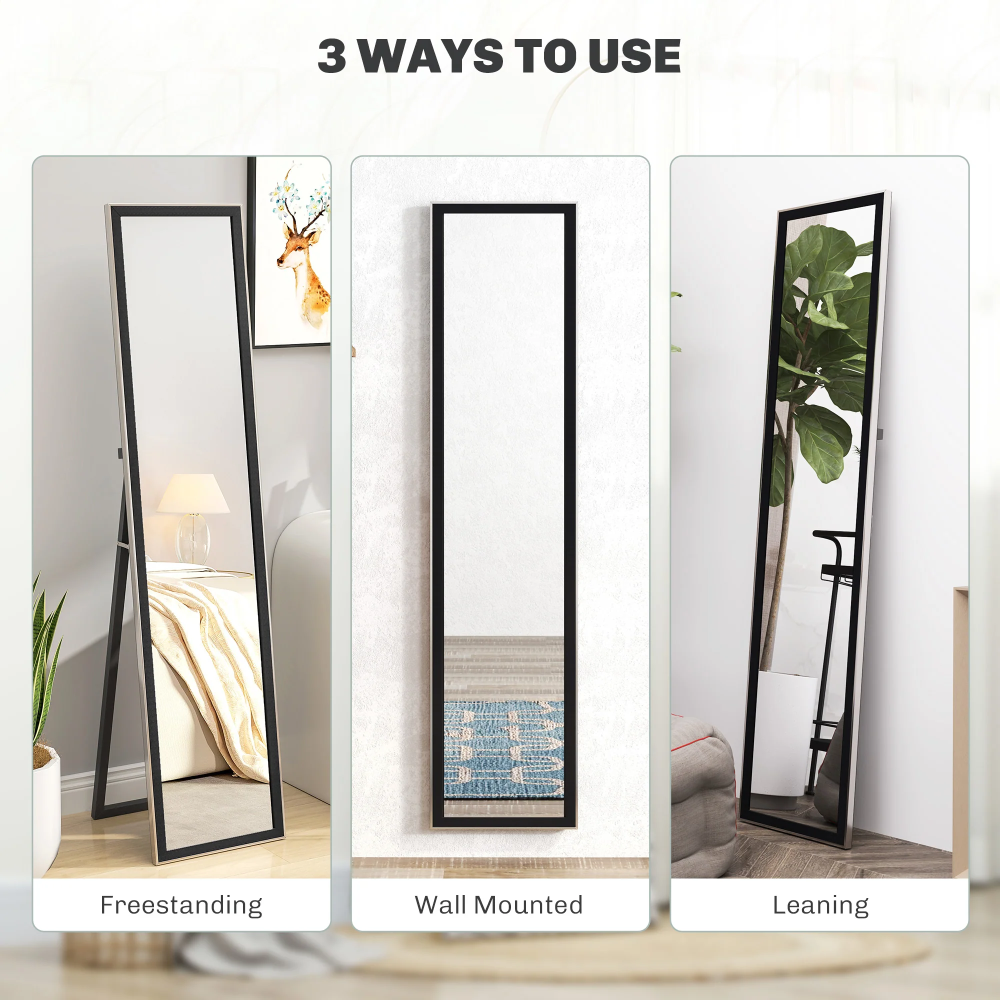 HOMCOM Floor Mirror Wall Mounted Leaning Standing Mirror - Image 6