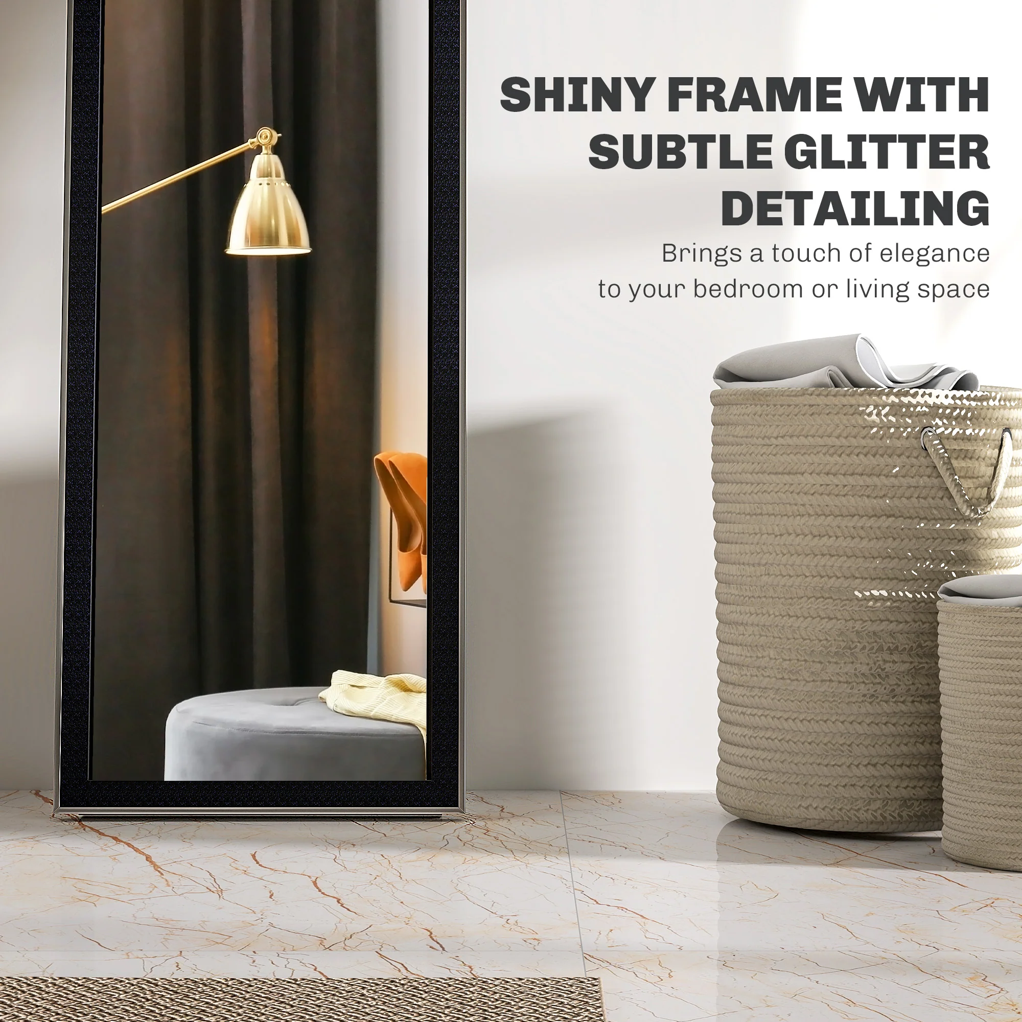 HOMCOM Floor Mirror Wall Mounted Leaning Standing Mirror - Image 7