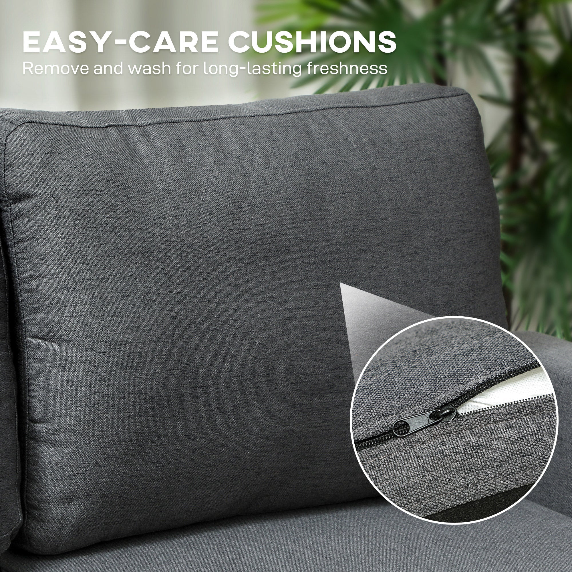 HOMCOM Fold-Out Convertible Sofa Bed With Removable Covers, Charcoal Grey - Image 8