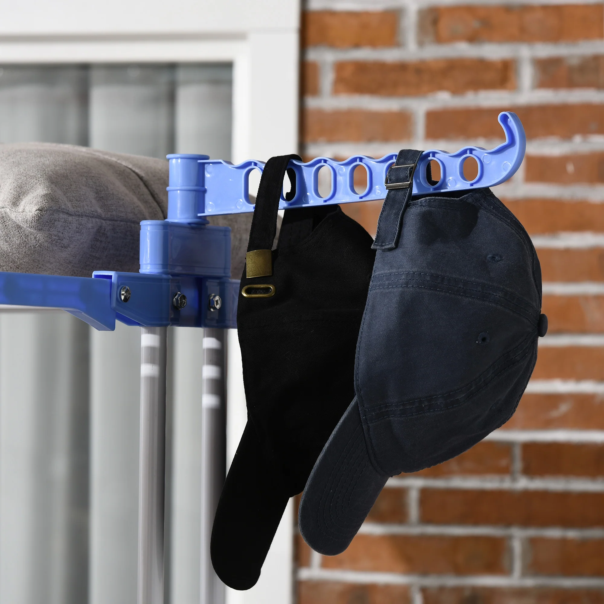 HOMCOM Foldable Clothes Drying Rack Steel Garment Dryer With Casters Blue - Image 8
