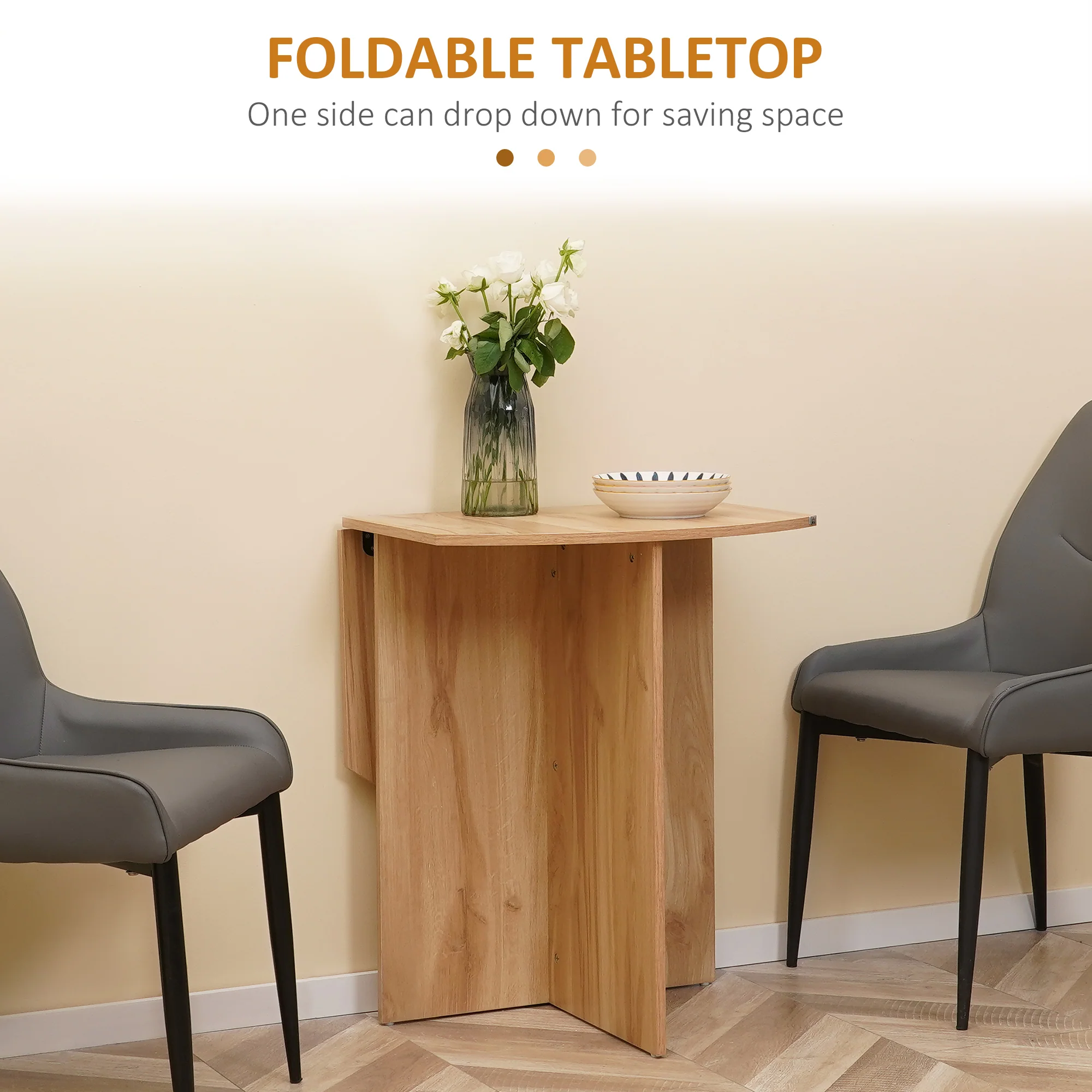 HOMCOM Foldable Dining Table Compact Drop Leaf Table for Kitchen White - Image 4