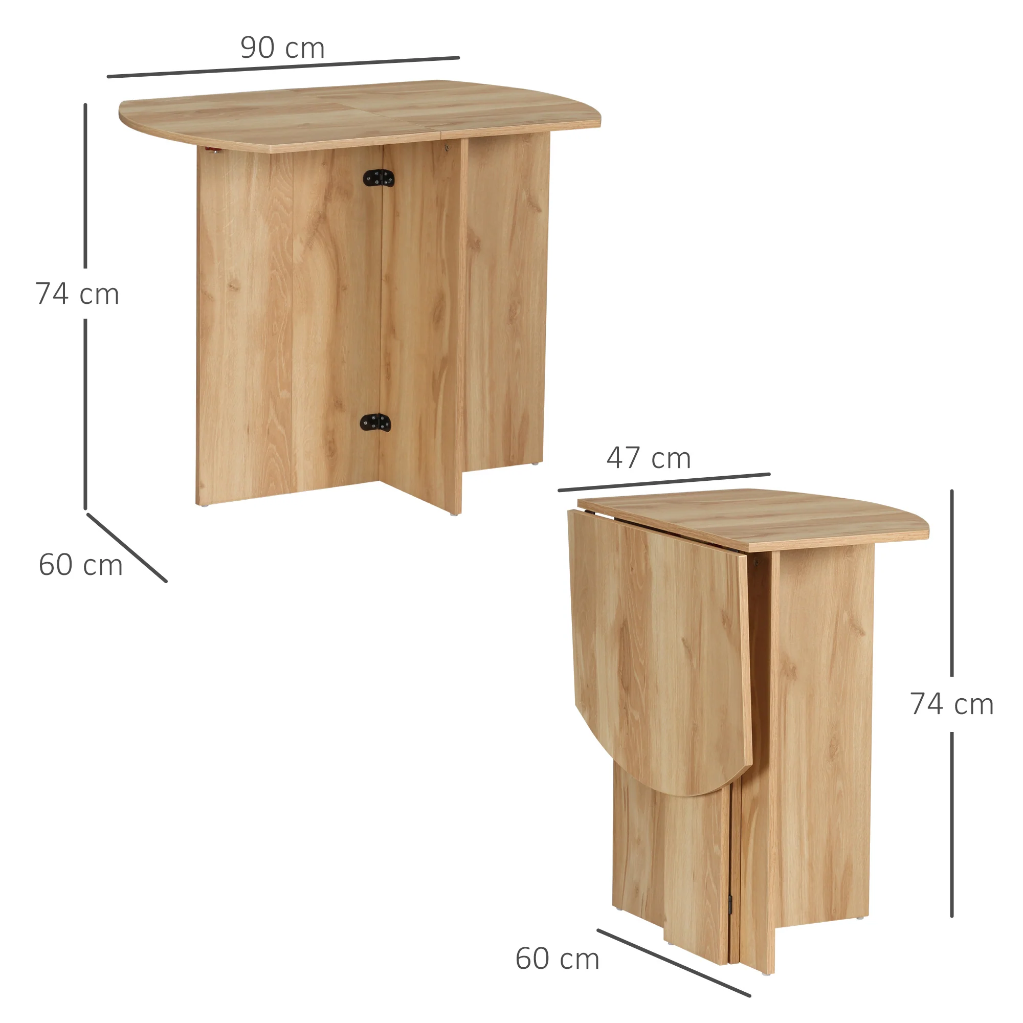 HOMCOM Foldable Dining Table Compact Drop Leaf Table for Kitchen White - Image 5