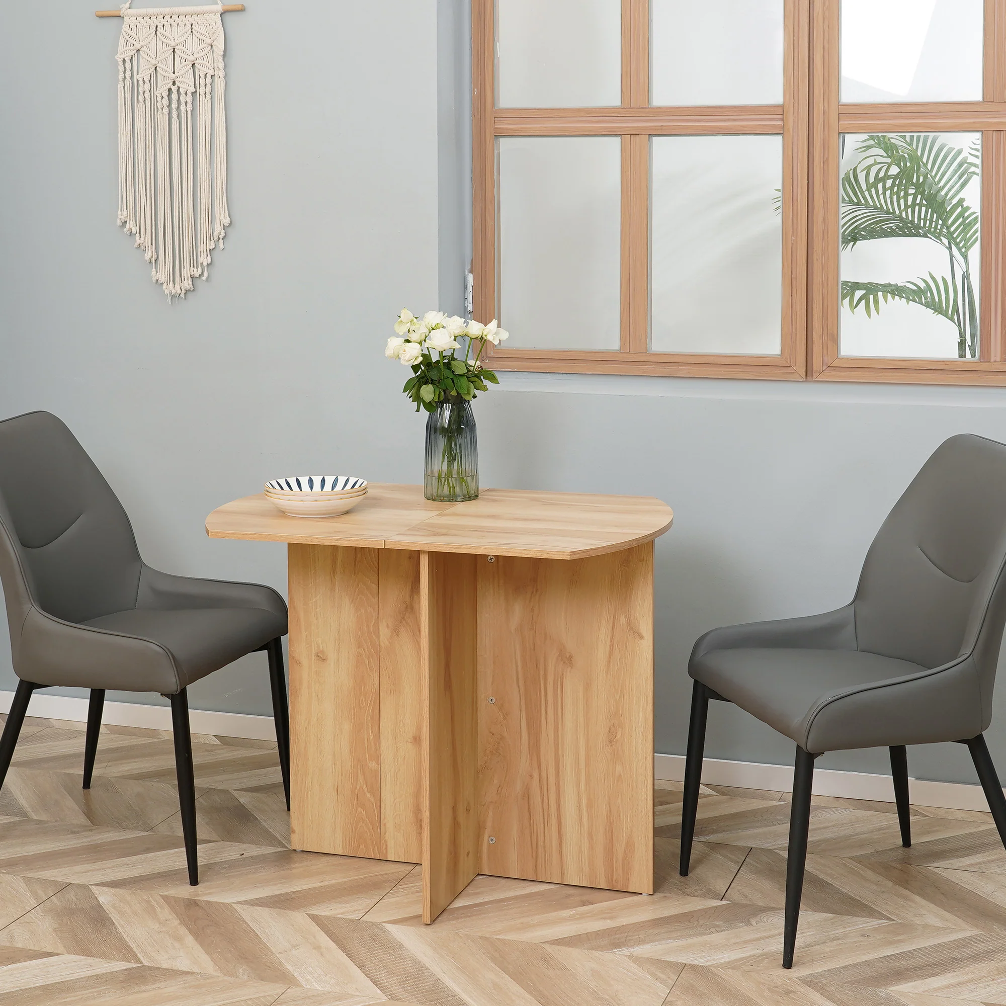 HOMCOM Foldable Dining Table Compact Drop Leaf Table for Kitchen White - Image 7