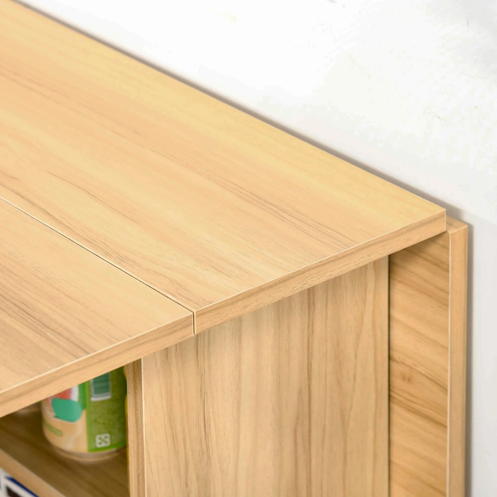 HOMCOM Foldable Dining Table with Storage Shelves for Kitchen, Dining Room - Image 9