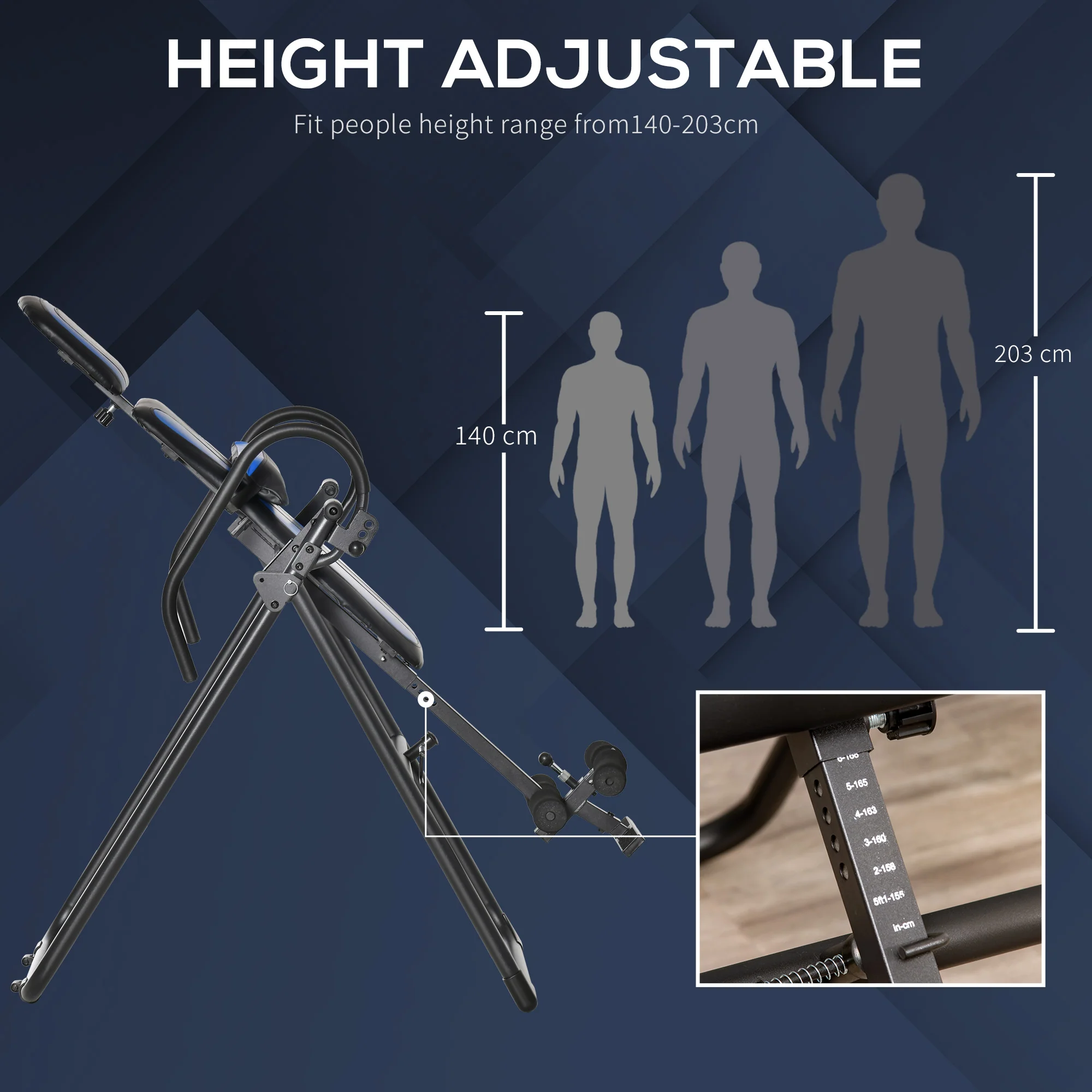 HOMCOM Foldable Gravity Inversion Table, Fitness Bench w/ Soft Ankle Cushions - Image 7