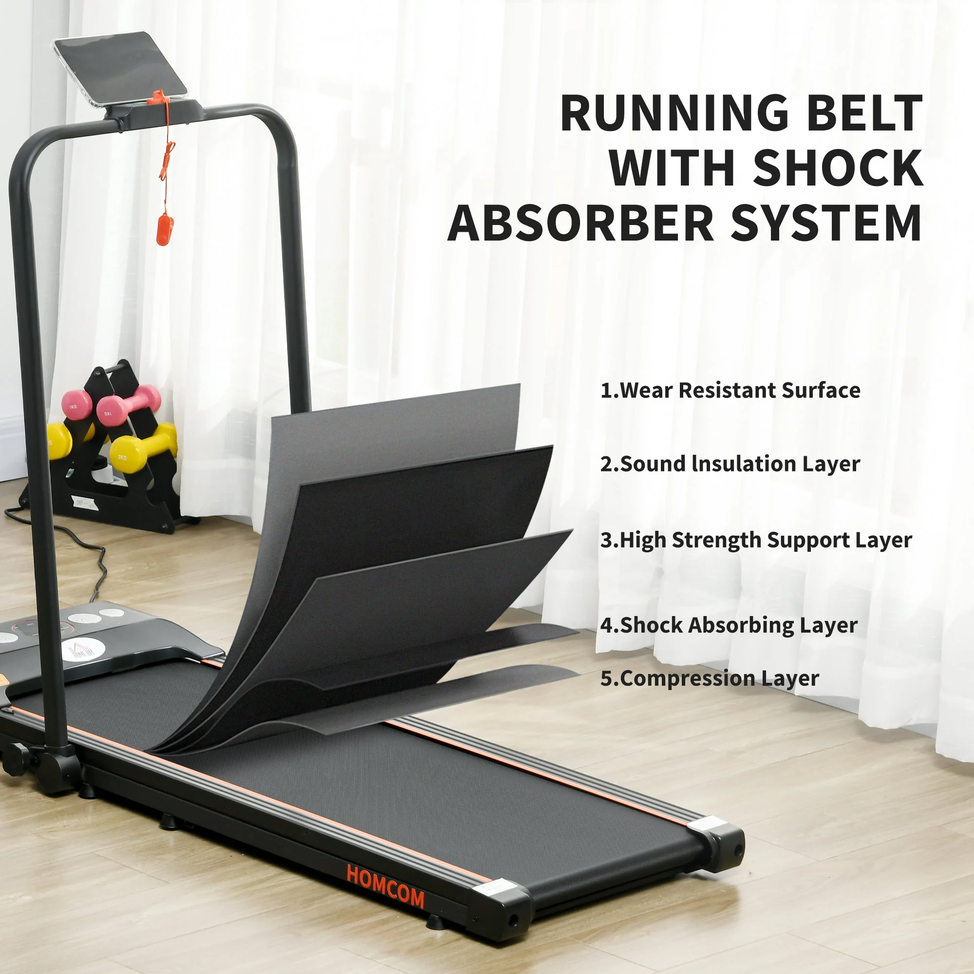 HOMCOM Foldable Walking Treadmill W/ LED Display - Image 16