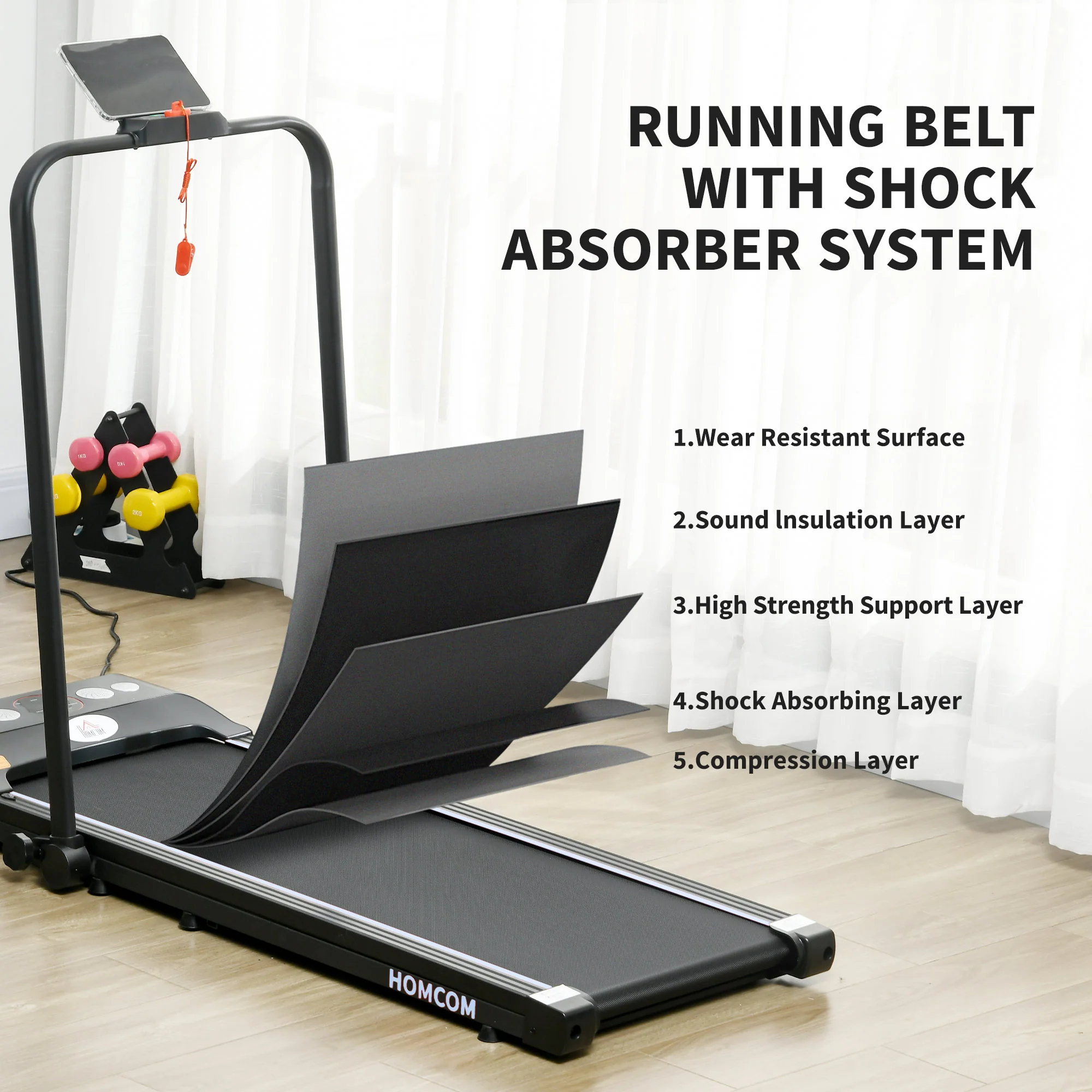 HOMCOM Foldable Walking Treadmill W/ LED Display - Image 7