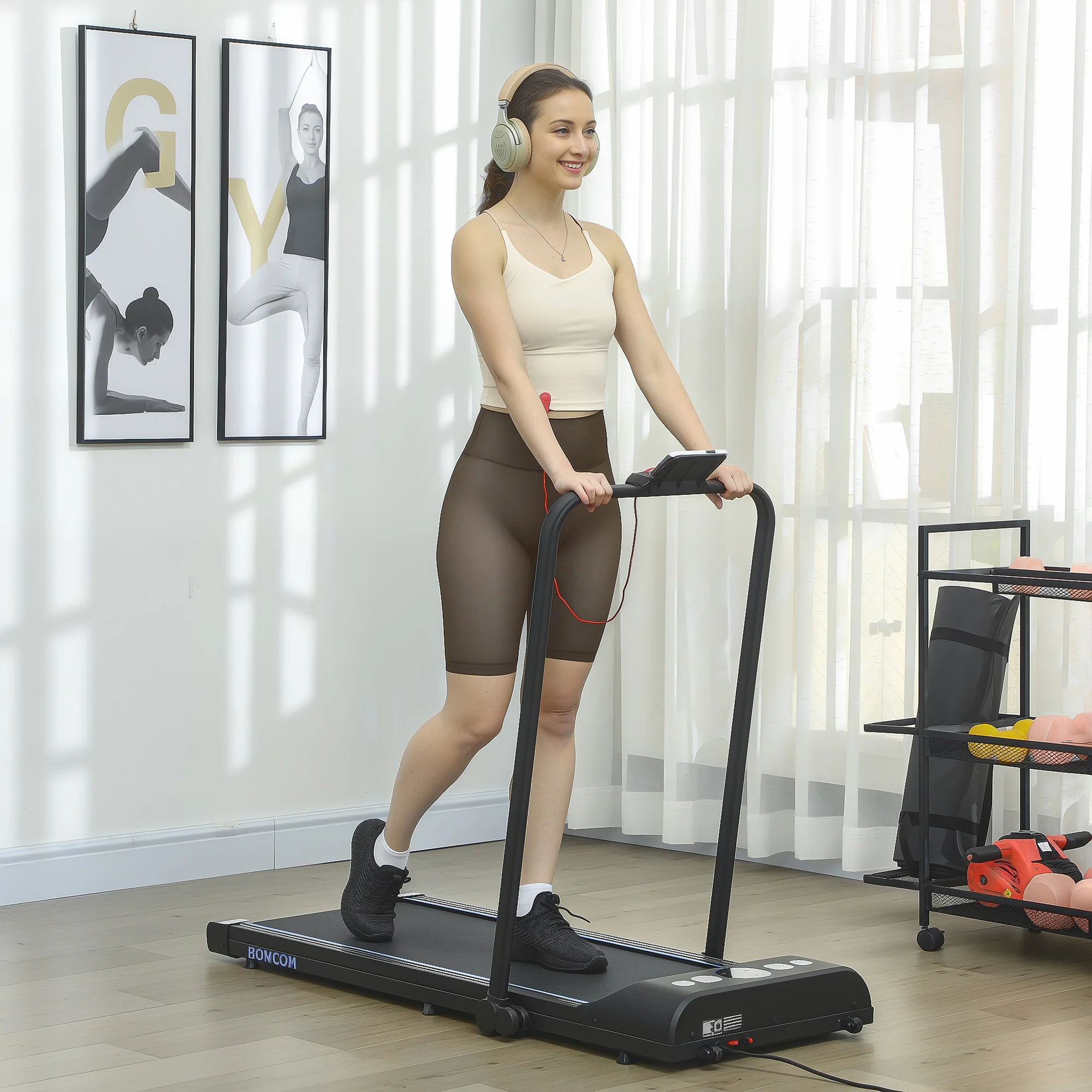 HOMCOM Foldable Walking Treadmill W/ LED Display - Image 8