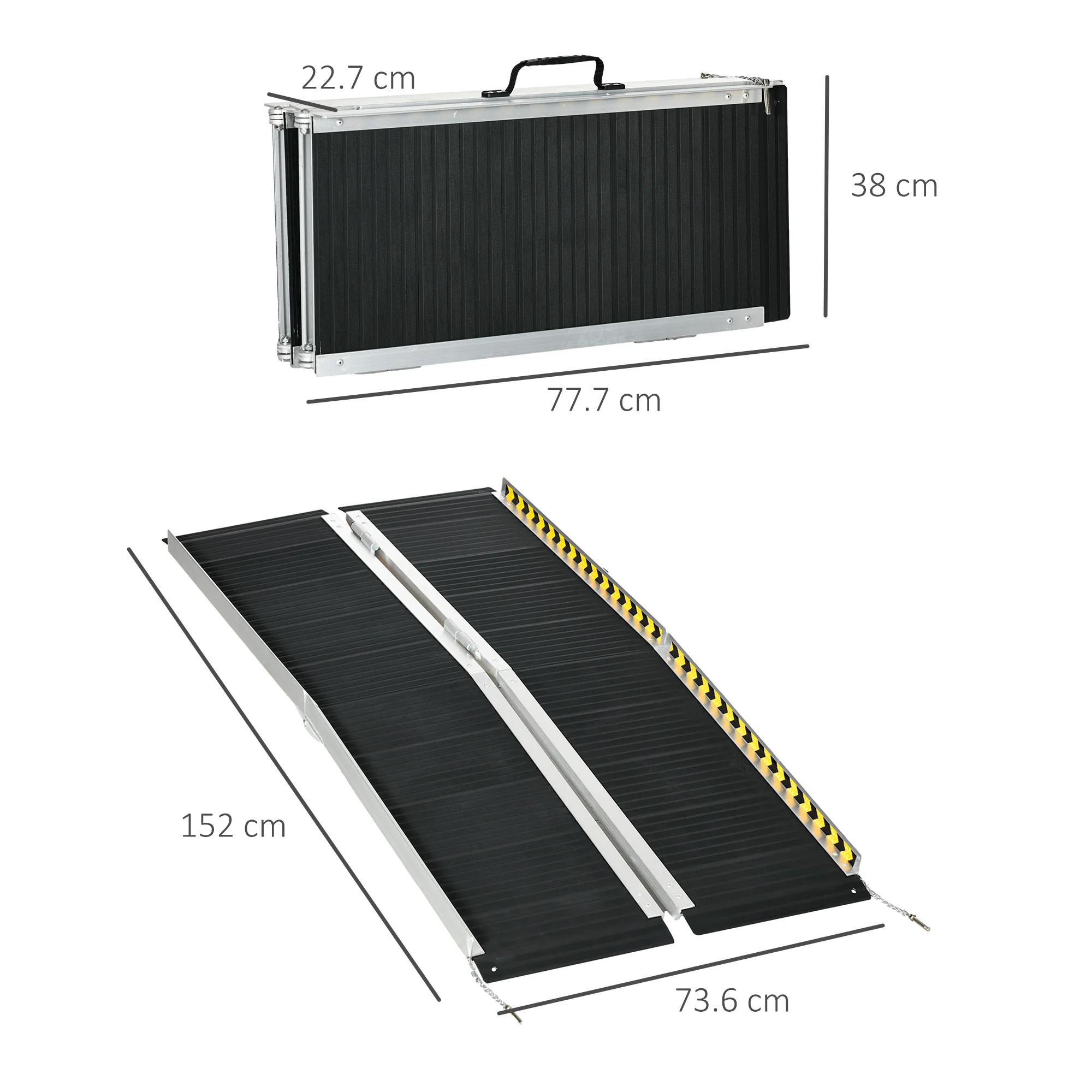 HOMCOM Folding Aluminium Wheelchair Ramp 152x73cm 272KG Capacity For Home - Image 5