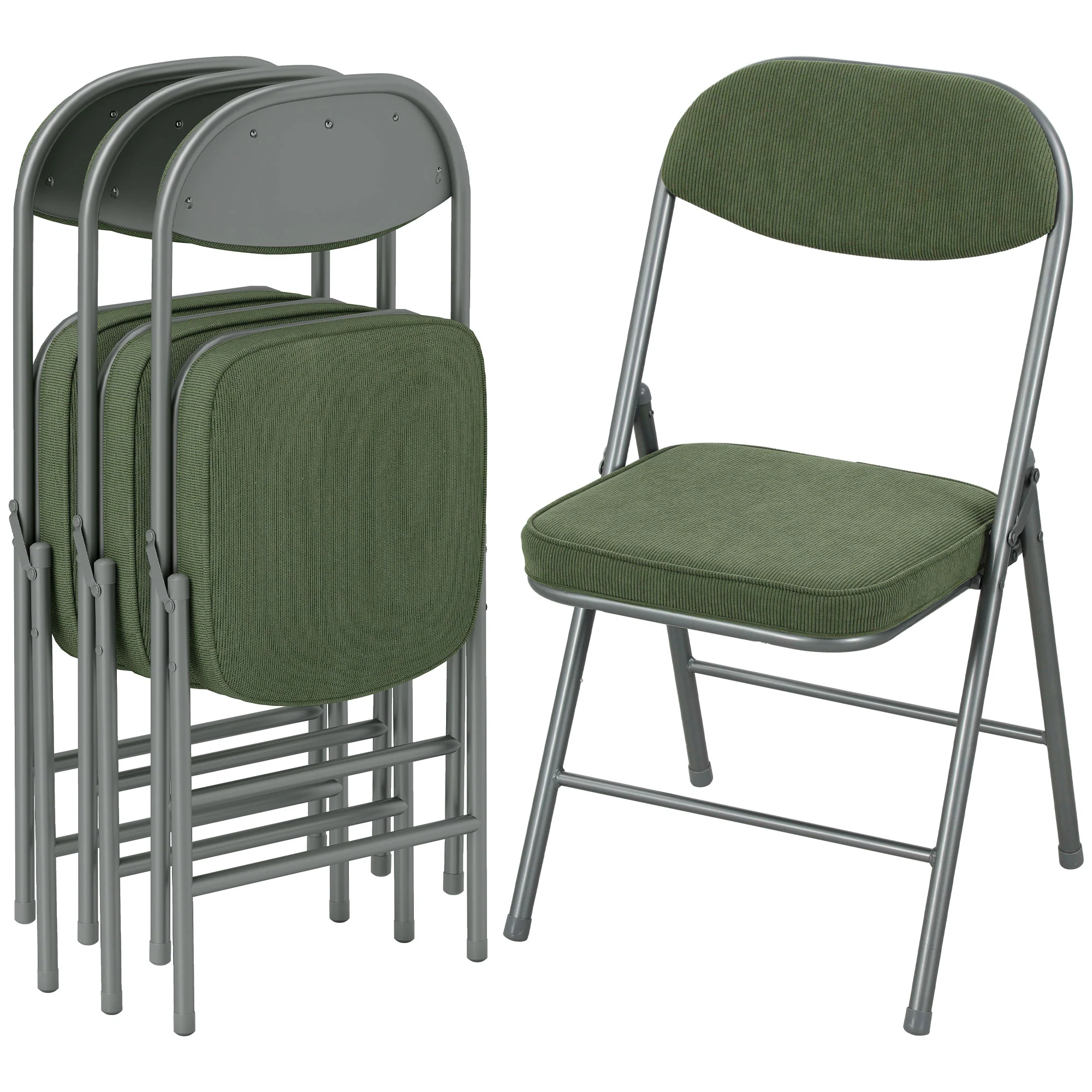 HOMCOM Folding Chairs Set Of 4 With Cushioned Seat, Steel Frame - Image 10