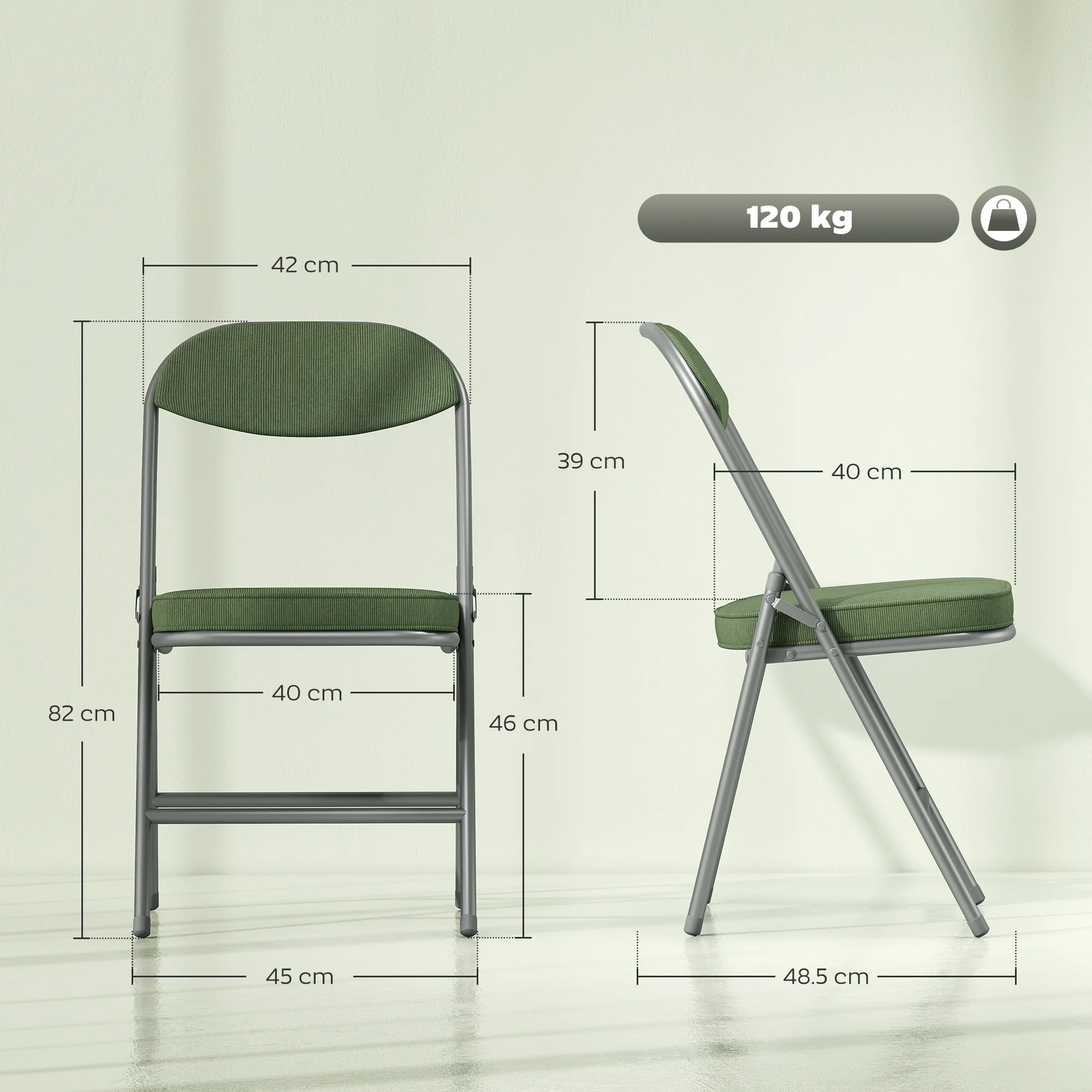 HOMCOM Folding Chairs Set Of 4 With Cushioned Seat, Steel Frame - Image 14
