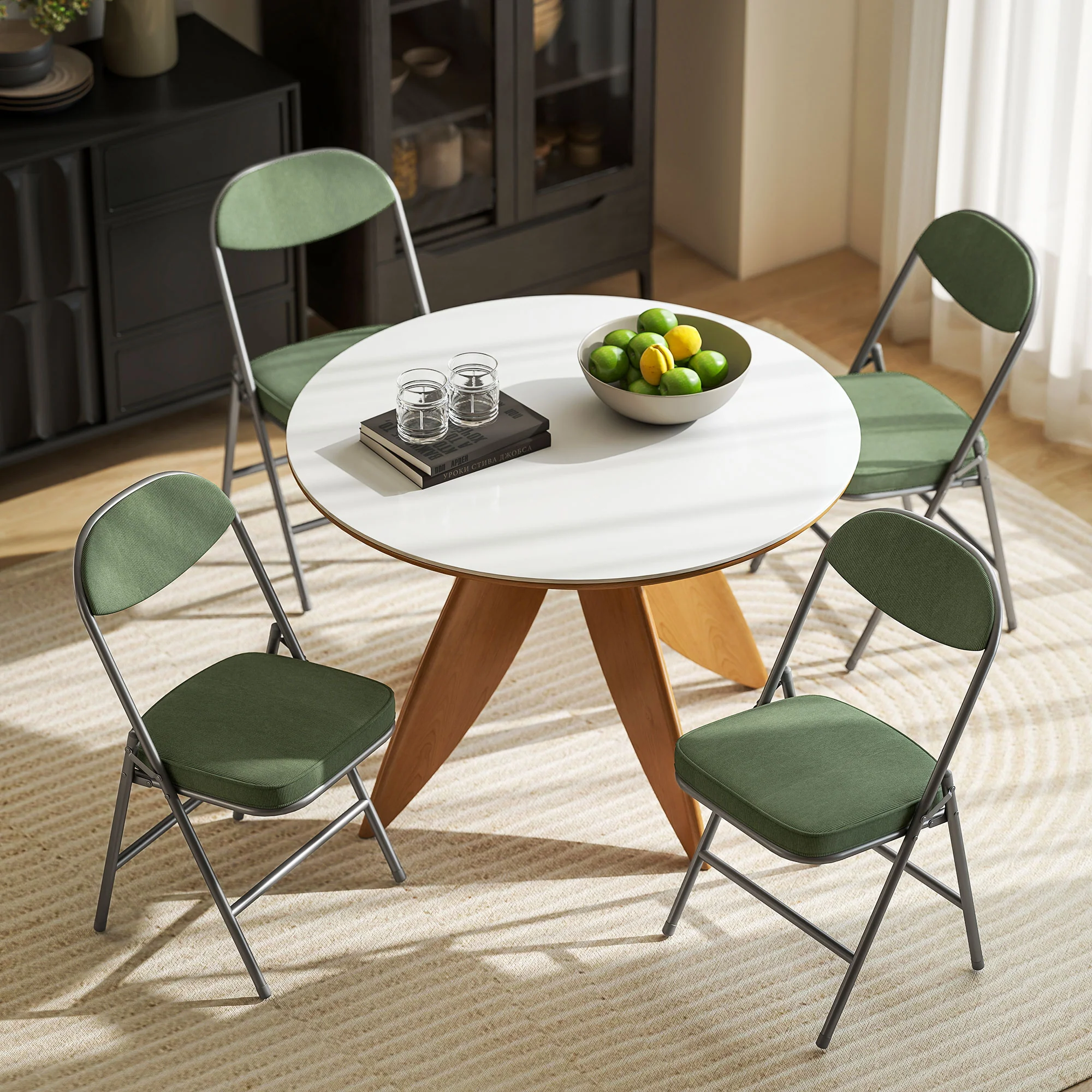 HOMCOM Folding Chairs Set Of 4 With Cushioned Seat, Steel Frame - Image 17
