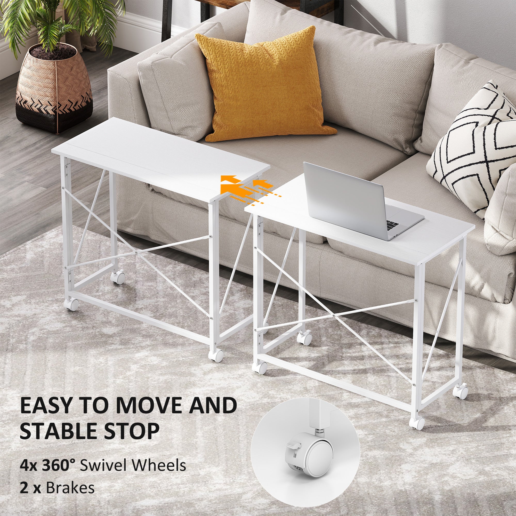 HOMCOM Folding Desk on Wheels, Writing Table for Home Office - Image 13