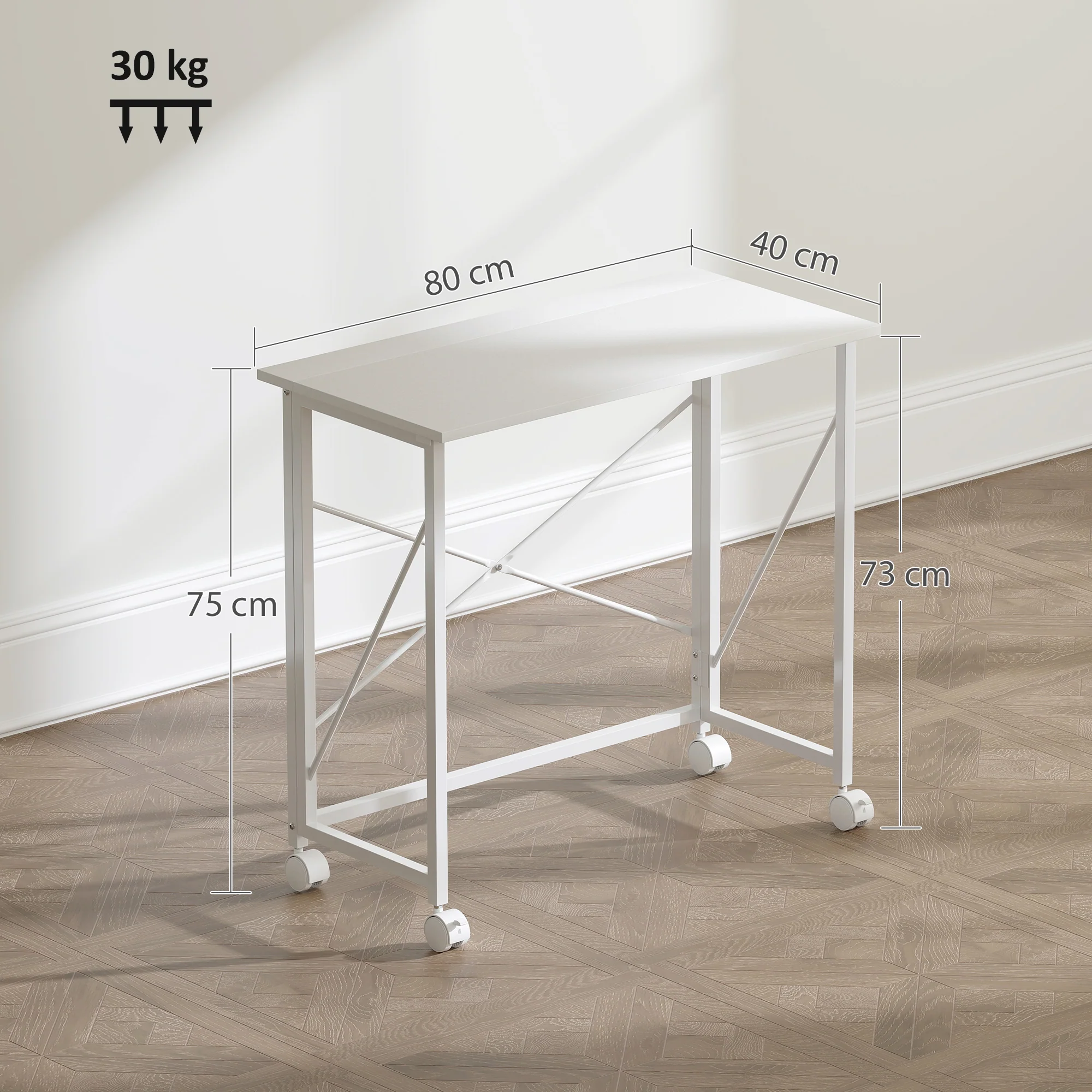 HOMCOM Folding Desk on Wheels, Writing Table for Home Office - Image 14