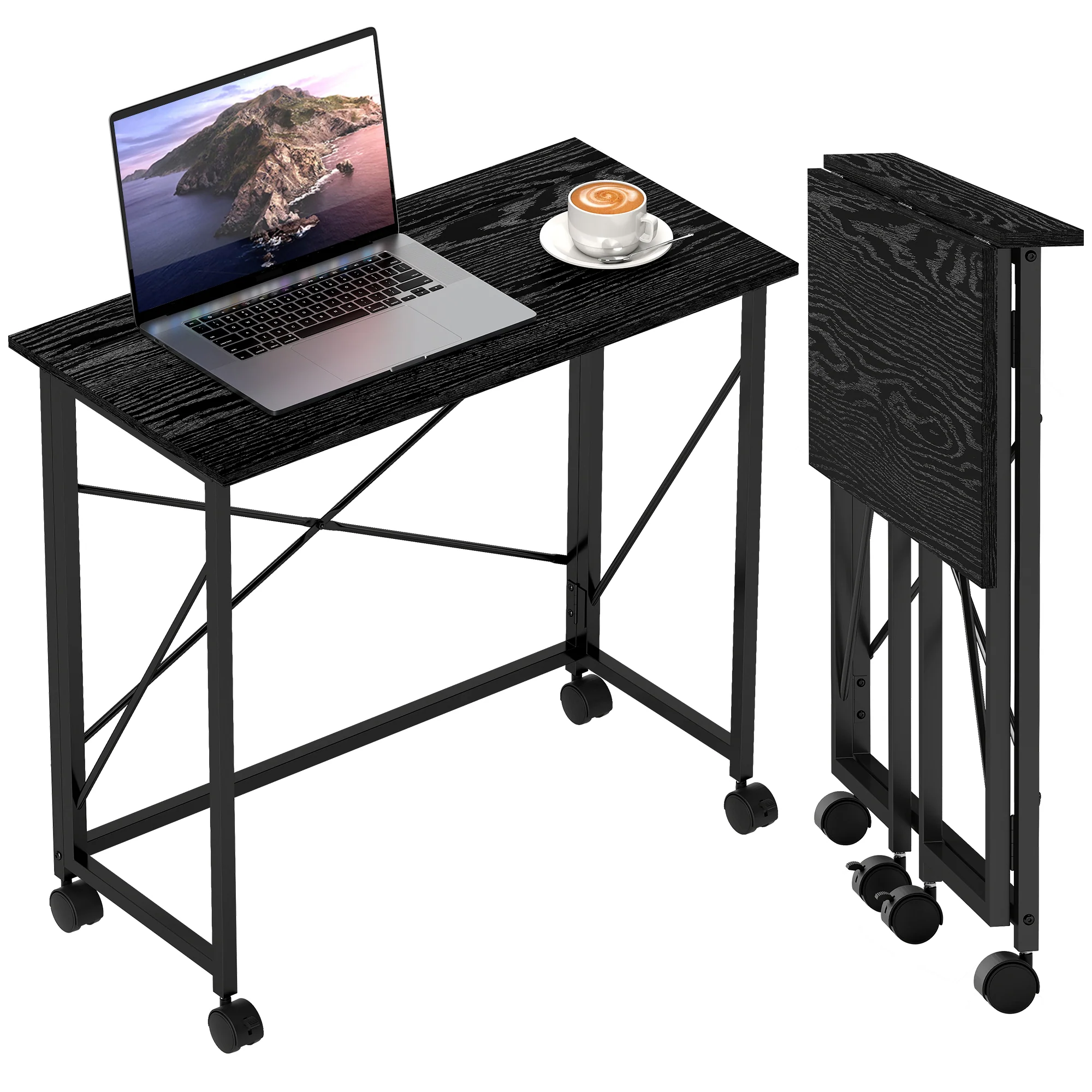 HOMCOM Folding Desk on Wheels, Writing Table for Home Office - Image 19
