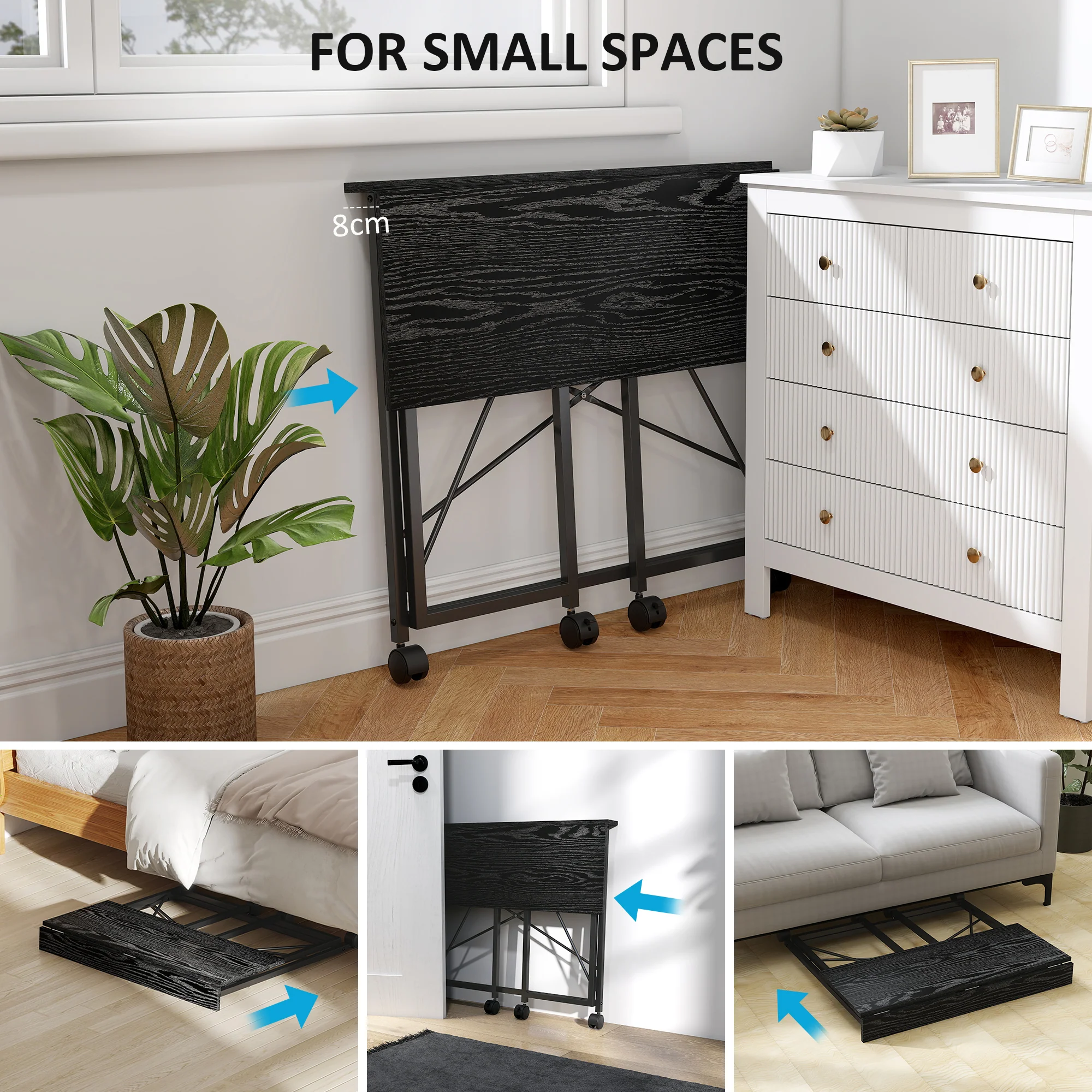 HOMCOM Folding Desk on Wheels, Writing Table for Home Office - Image 21