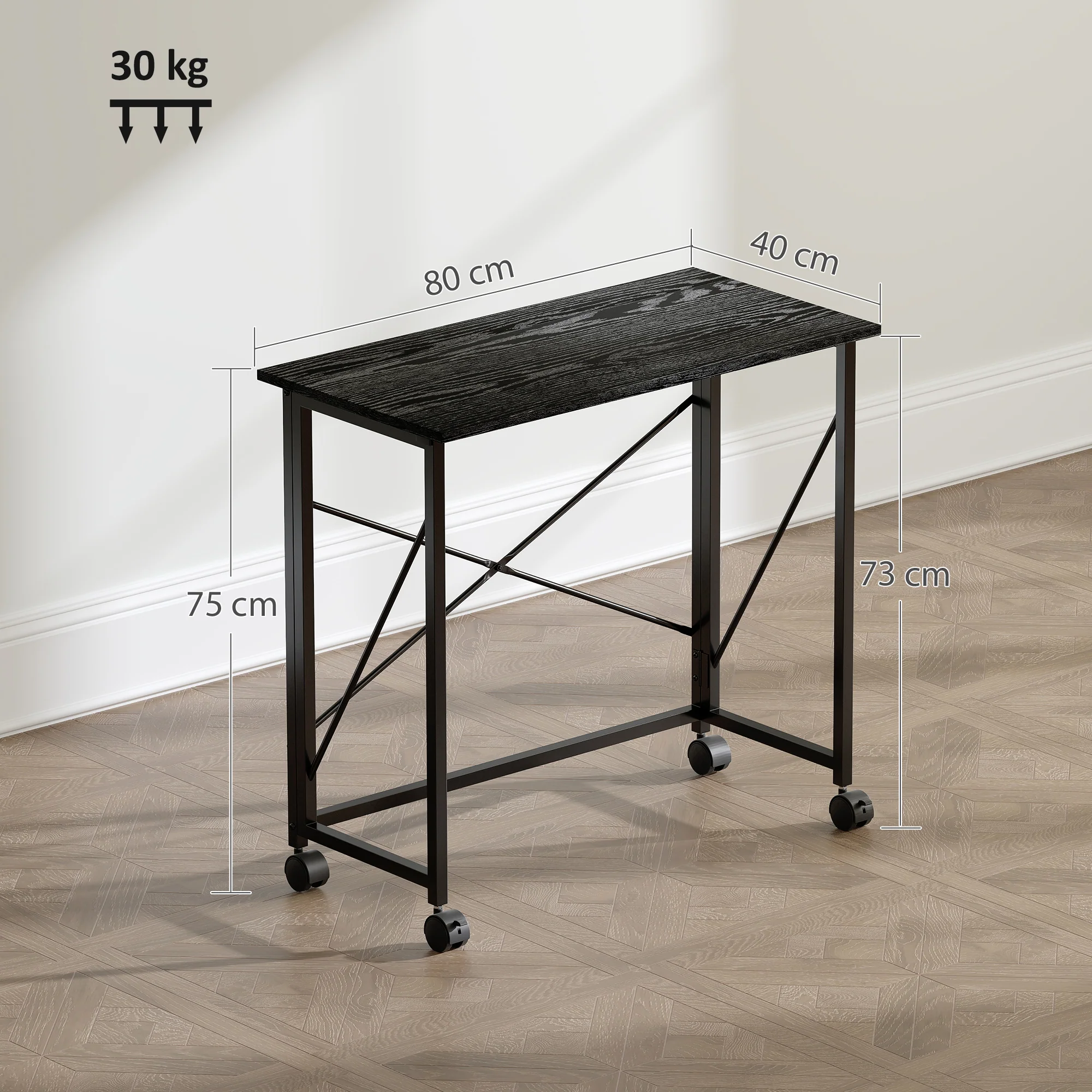HOMCOM Folding Desk on Wheels, Writing Table for Home Office - Image 23