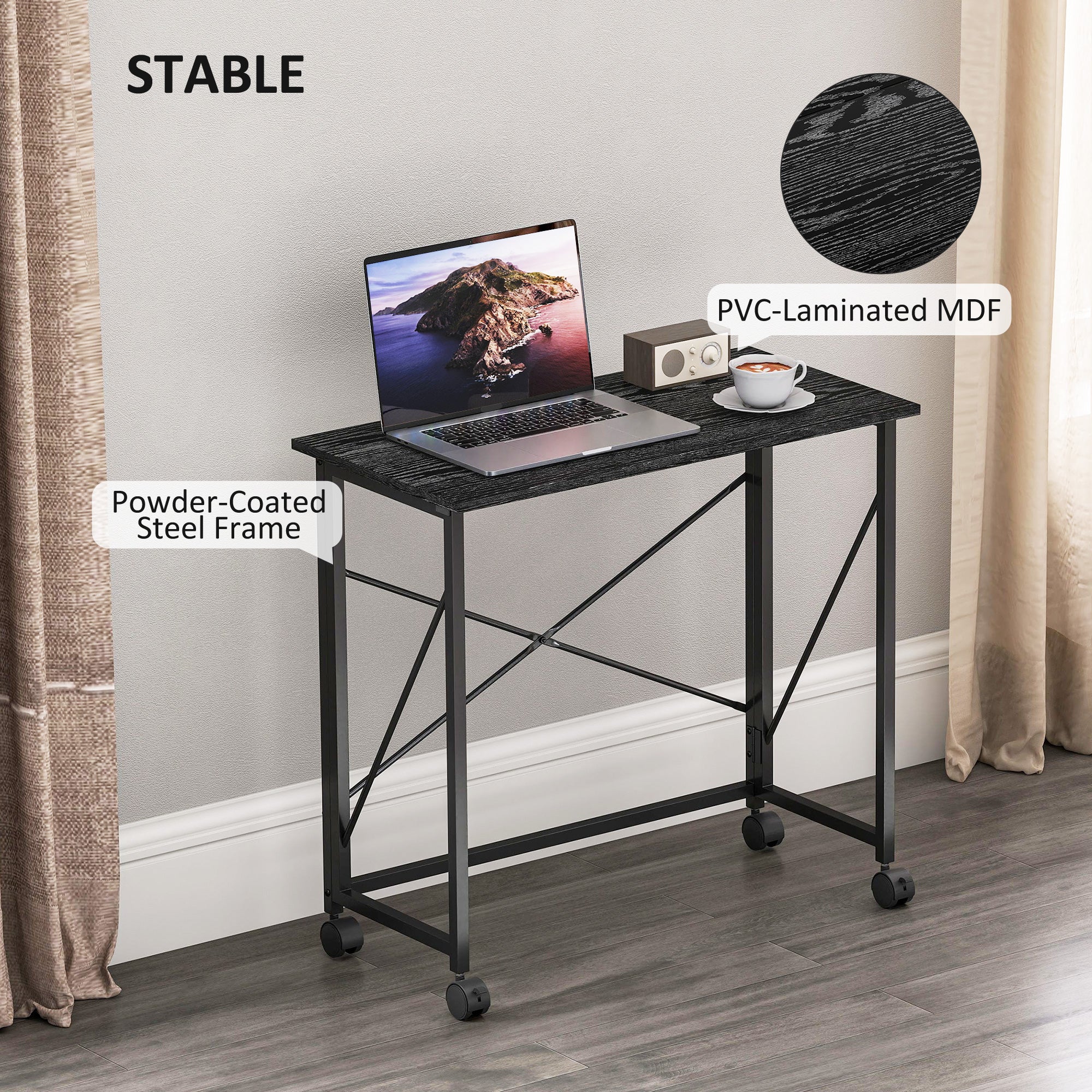 HOMCOM Folding Desk on Wheels, Writing Table for Home Office - Image 24