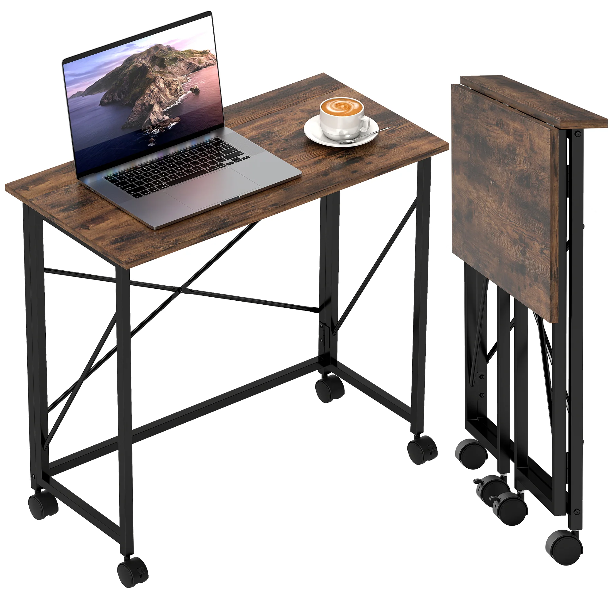 HOMCOM Folding Desk on Wheels, Writing Table for Home Office - Image 28
