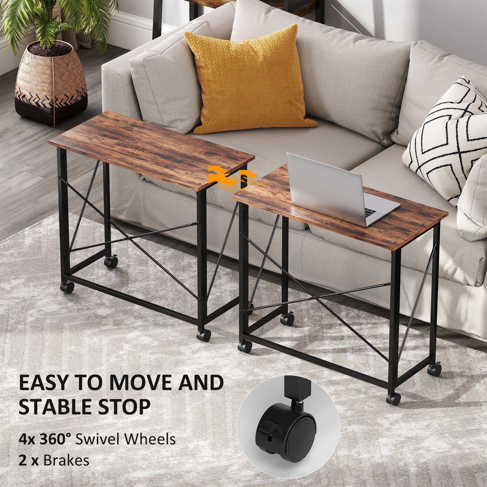HOMCOM Folding Desk on Wheels, Writing Table for Home Office - Image 31