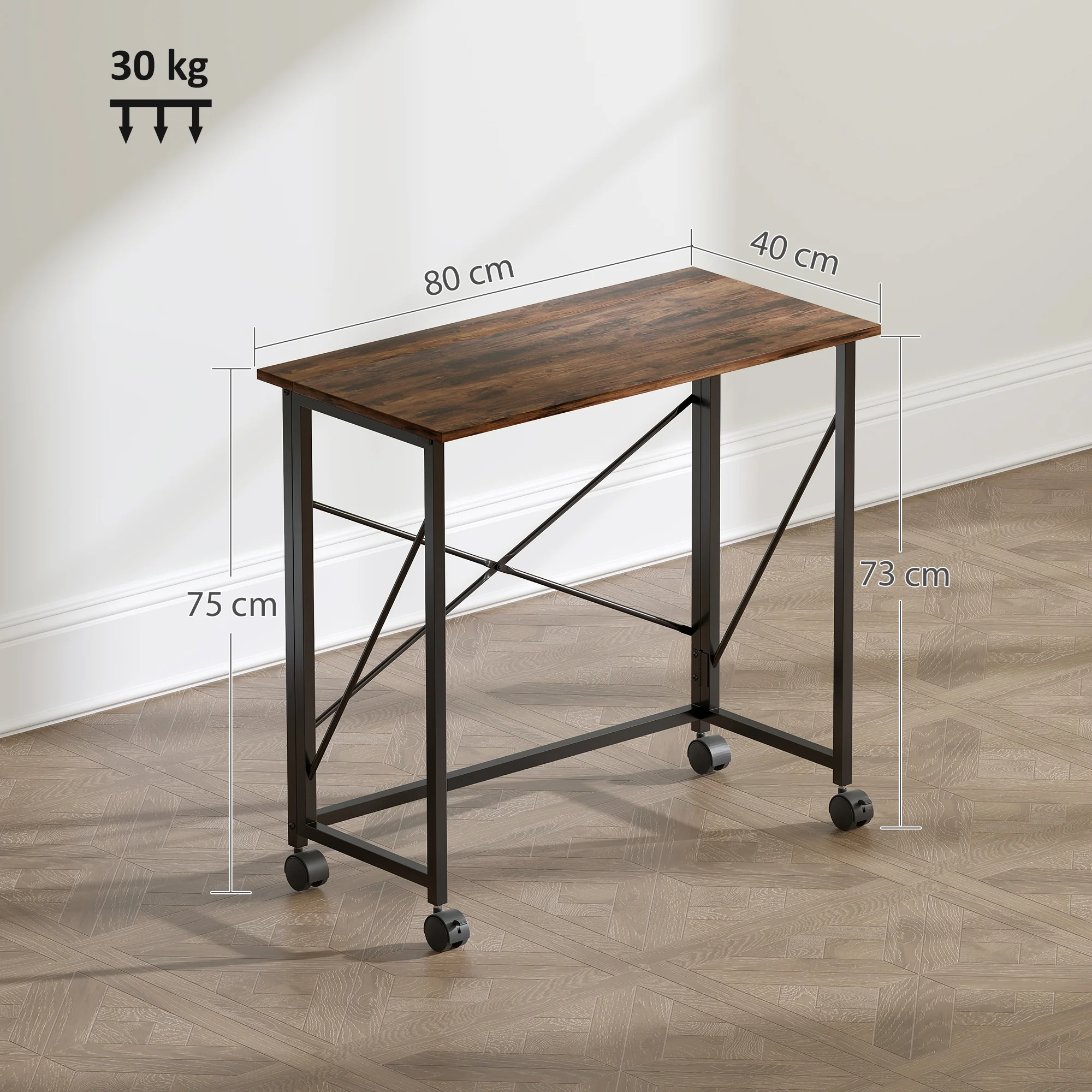HOMCOM Folding Desk on Wheels, Writing Table for Home Office - Image 32
