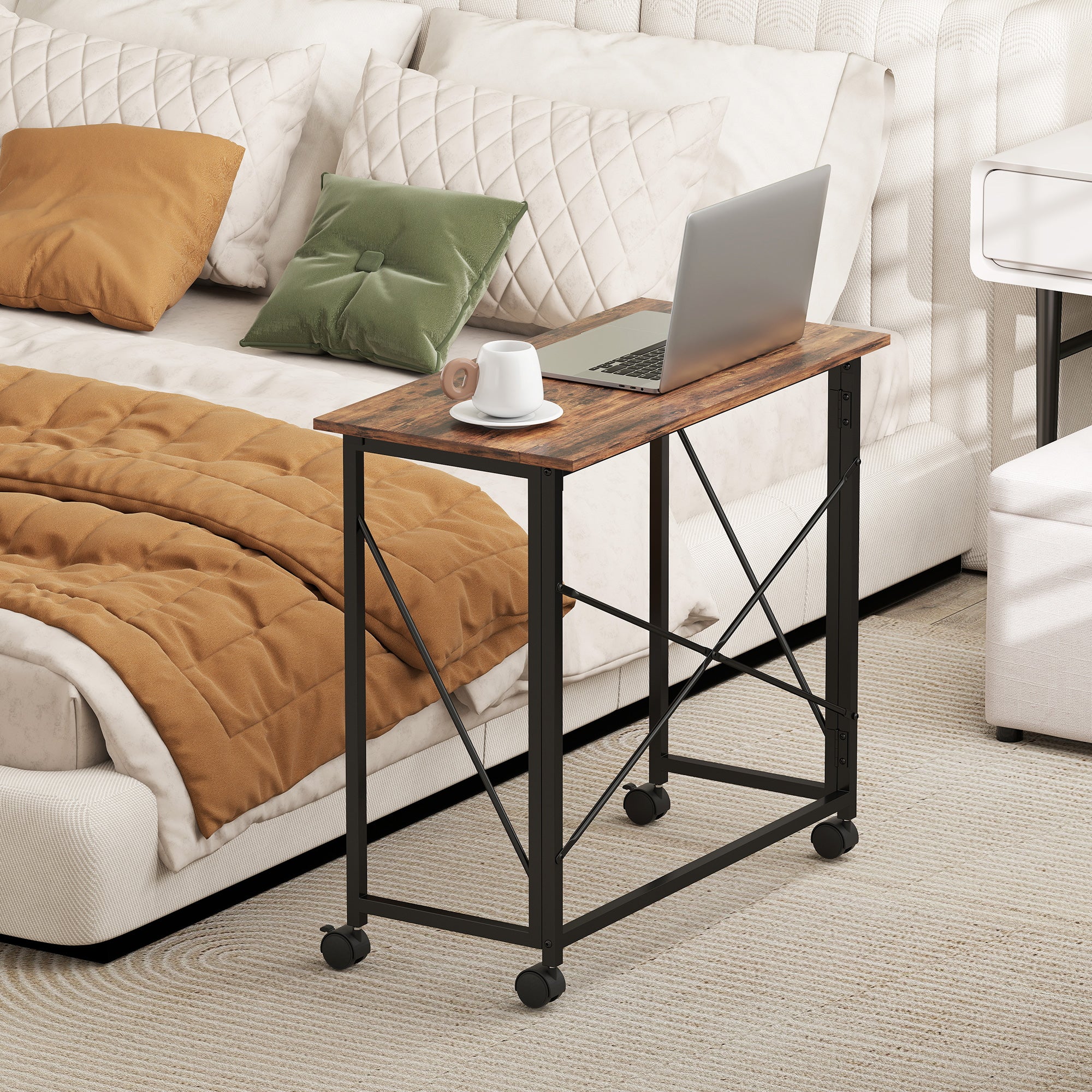 HOMCOM Folding Desk on Wheels, Writing Table for Home Office - Image 35