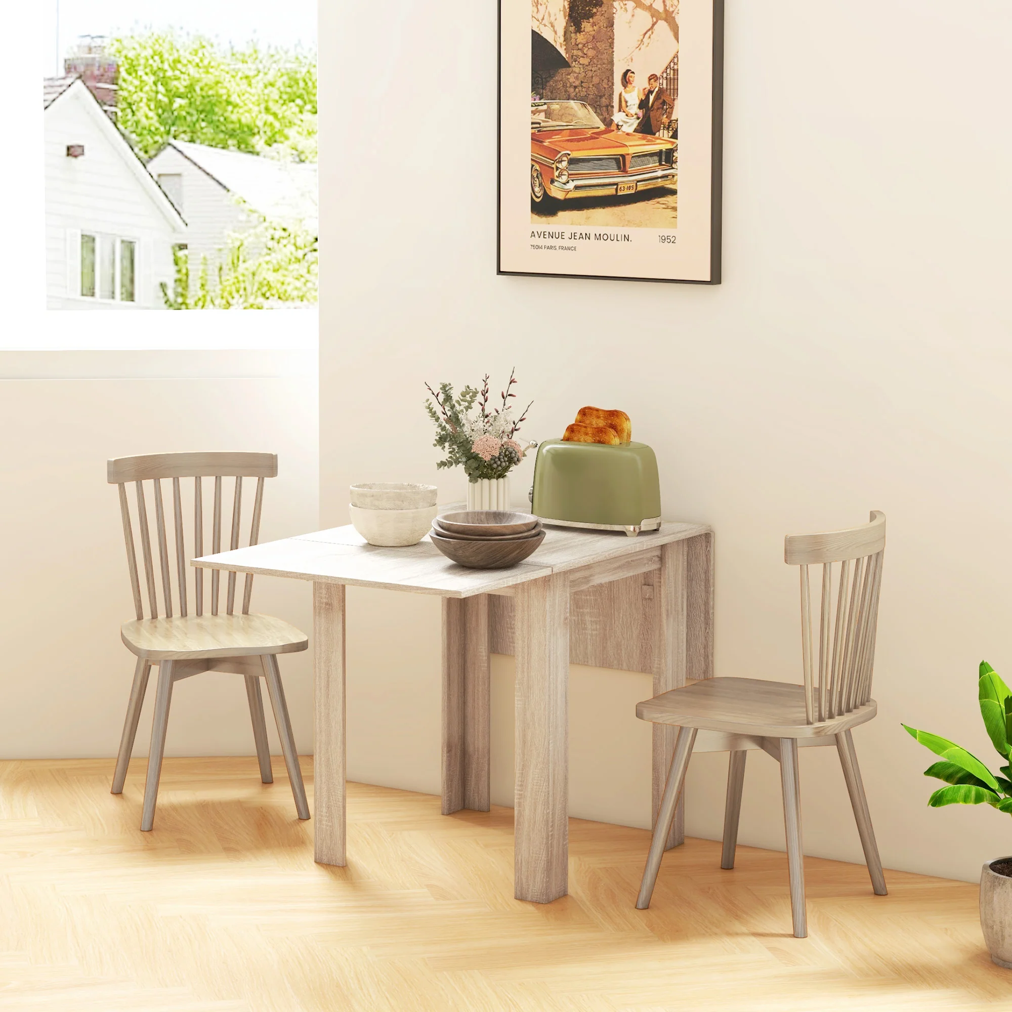 HOMCOM Folding Dining Table Extendable Kitchen Table Drop Leaf Table For 2-4 - Image 7