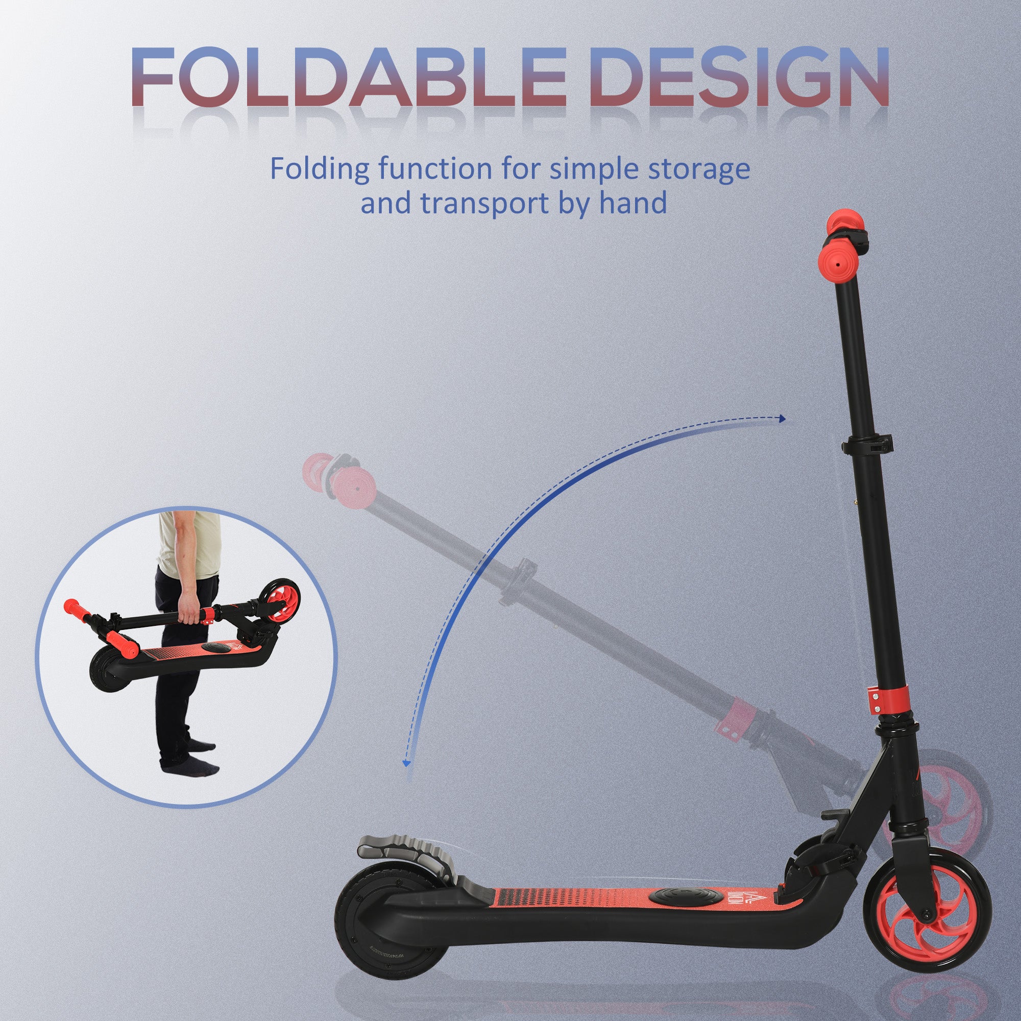 HOMCOM Folding Electric Scooter with Rear Wheel Brake, Red - Image 7