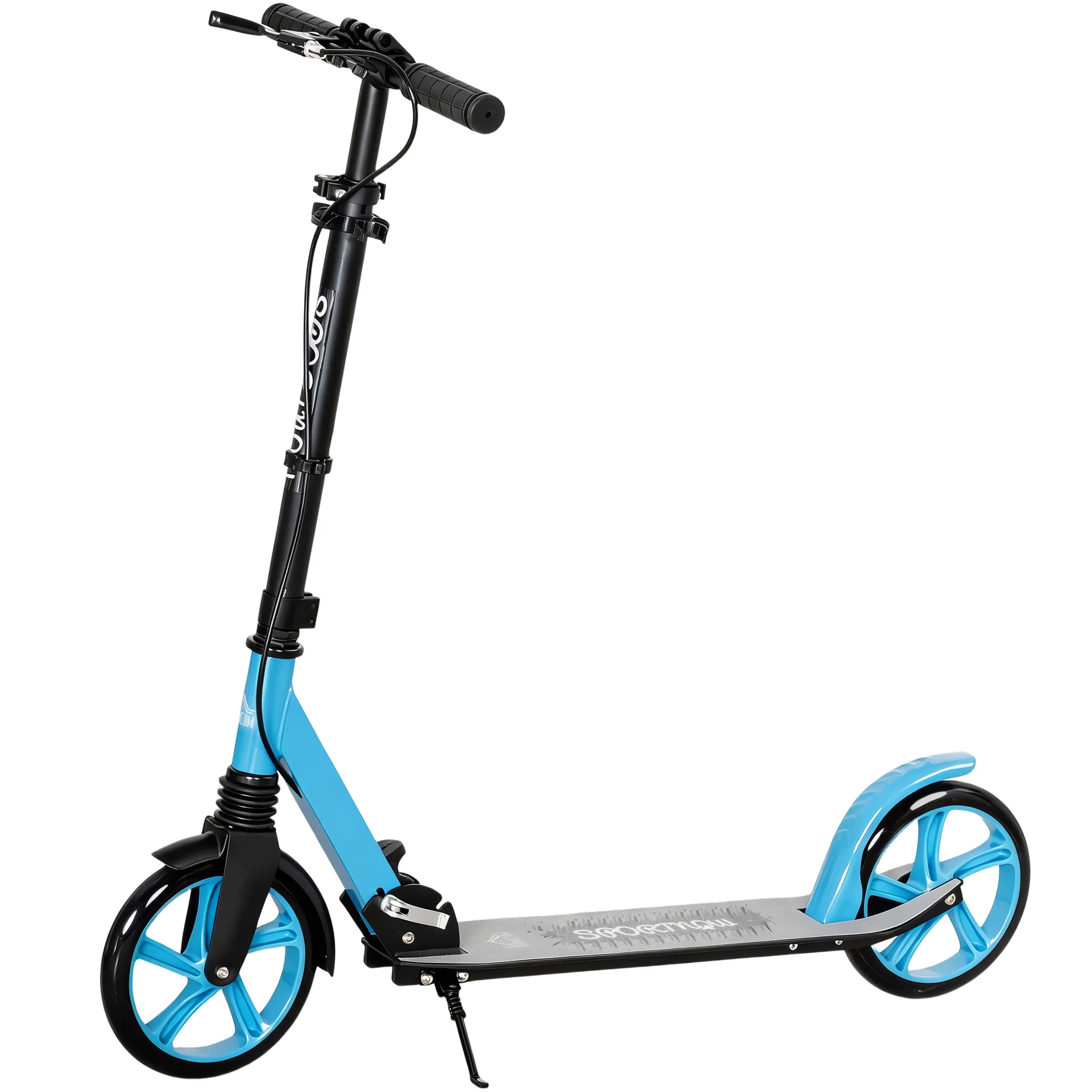 HOMCOM Folding Kick Scooter For 14+ W/ Adjustable Height, Blue