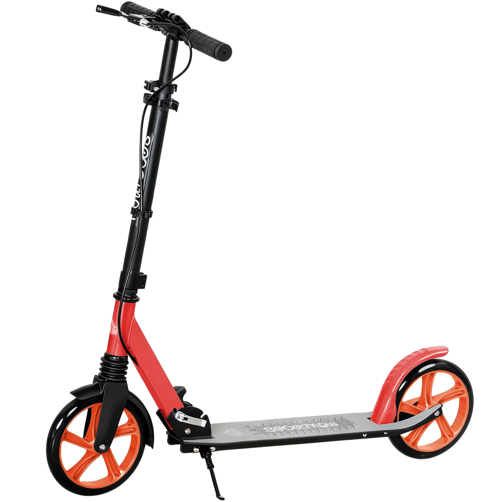 HOMCOM Folding Kick Scooter For 14+ W/ Adjustable Height, Red
