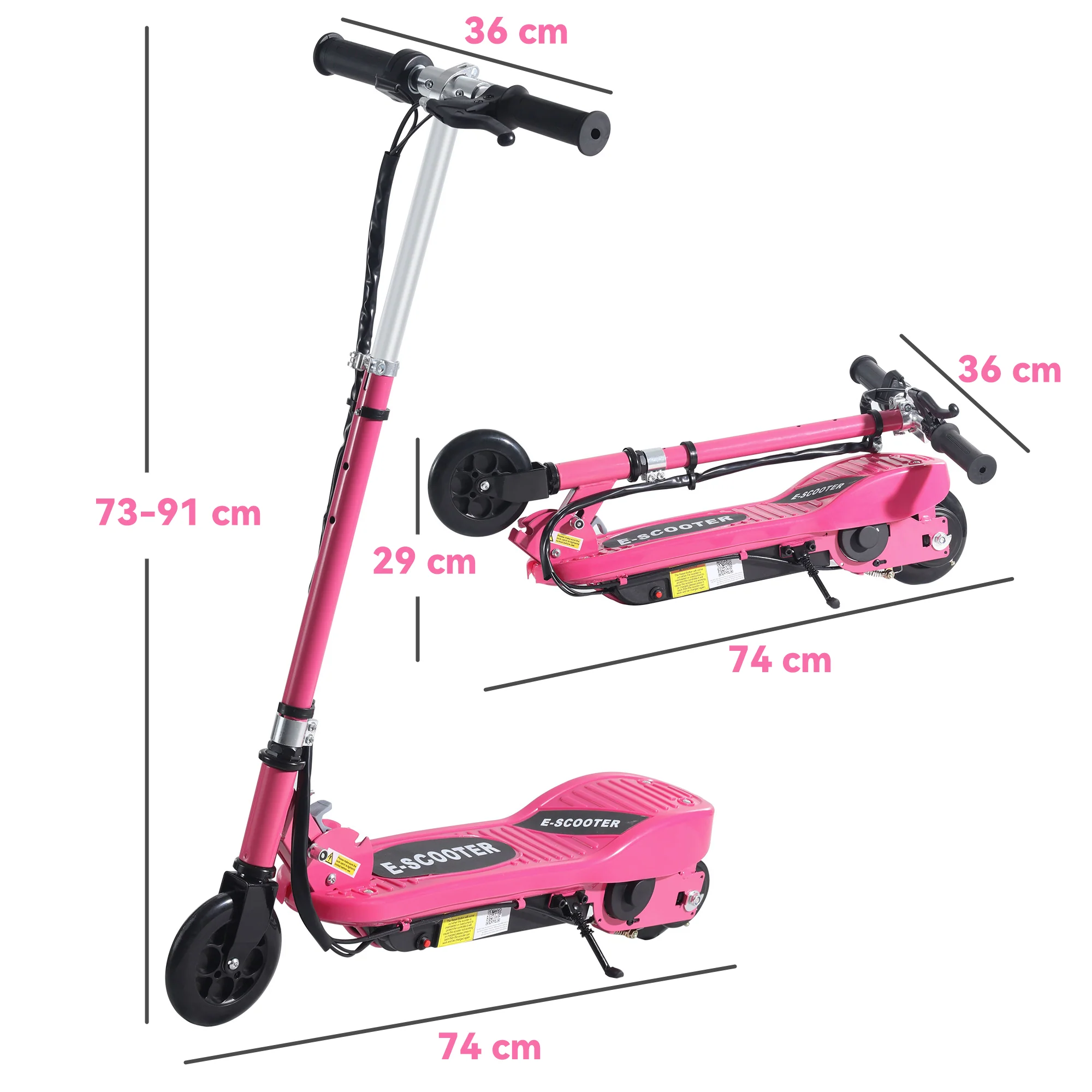 HOMCOM Folding Kids Electric Scooter for 7-14, Pink - Image 5
