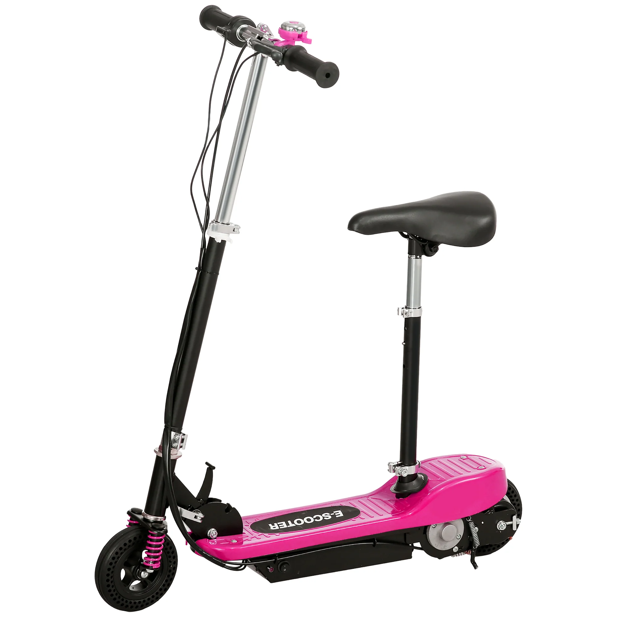 HOMCOM Folding Ride On Powered Scooter W/ Warning Bell For Age 4-14 Years - Red/Pink - Image 10