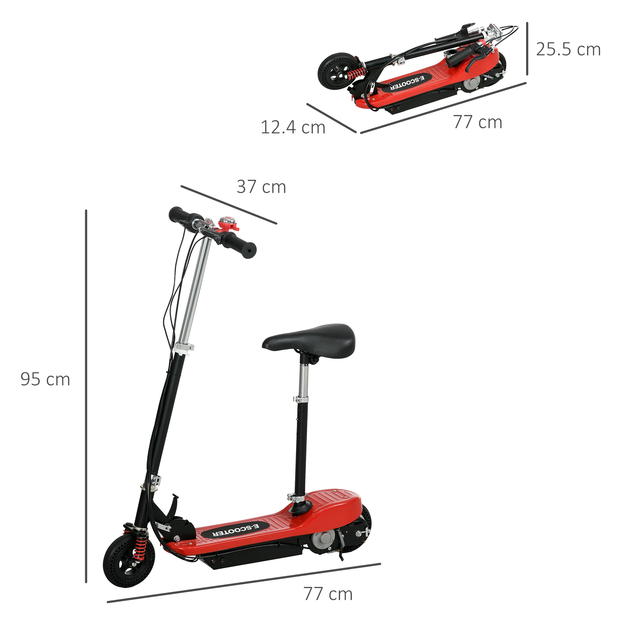 HOMCOM Folding Ride On Powered Scooter W/ Warning Bell For Age 4-14 Years - Red/Pink - Image 5