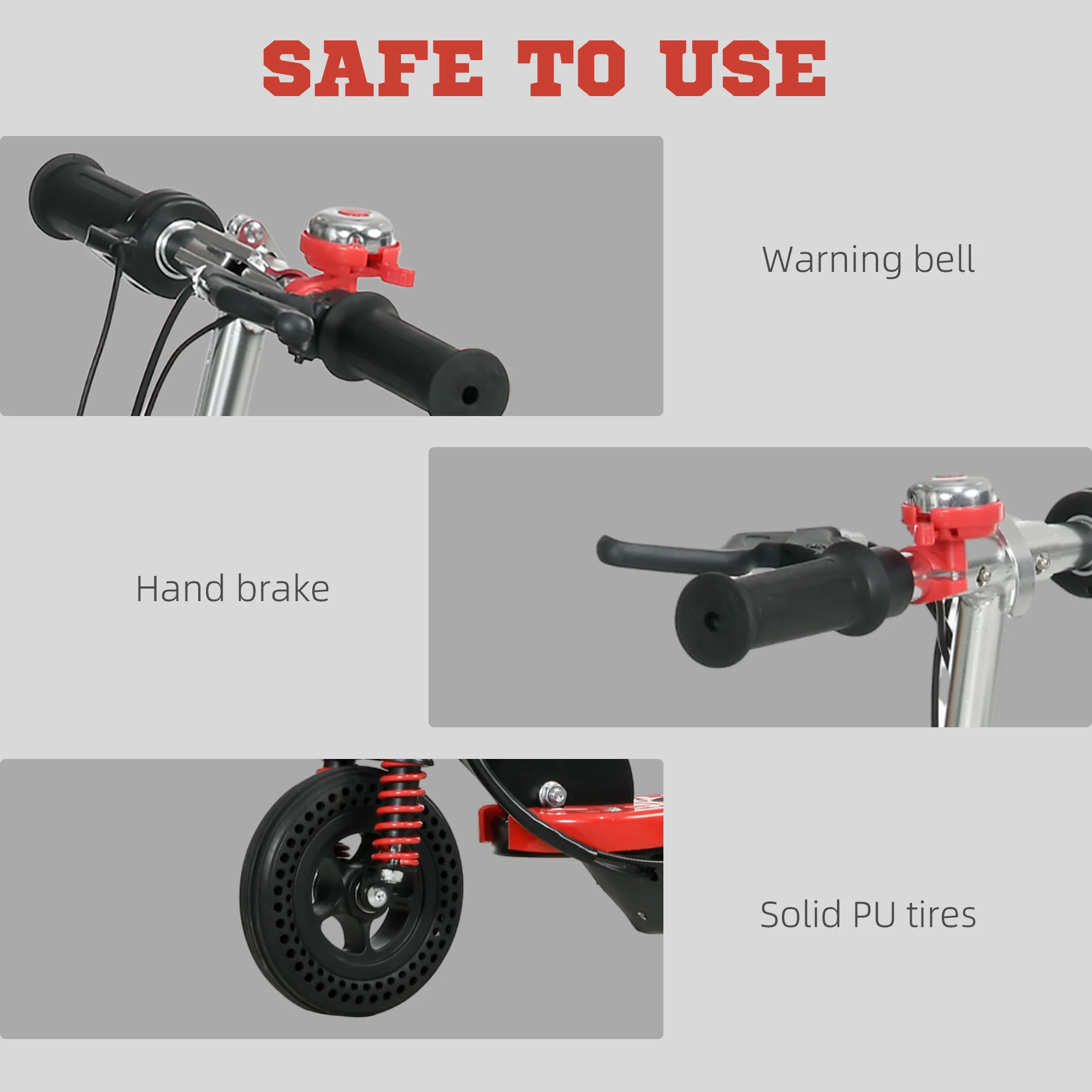 HOMCOM Folding Ride On Powered Scooter W/ Warning Bell For Age 4-14 Years - Red/Pink - Image 6