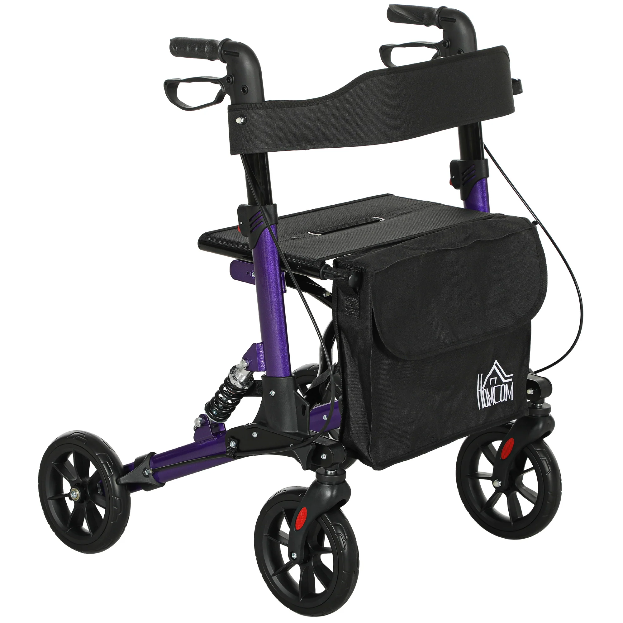 HOMCOM Folding Rollator Walker with Seat, Backrest, Bag, 4 Wheels - Image 10