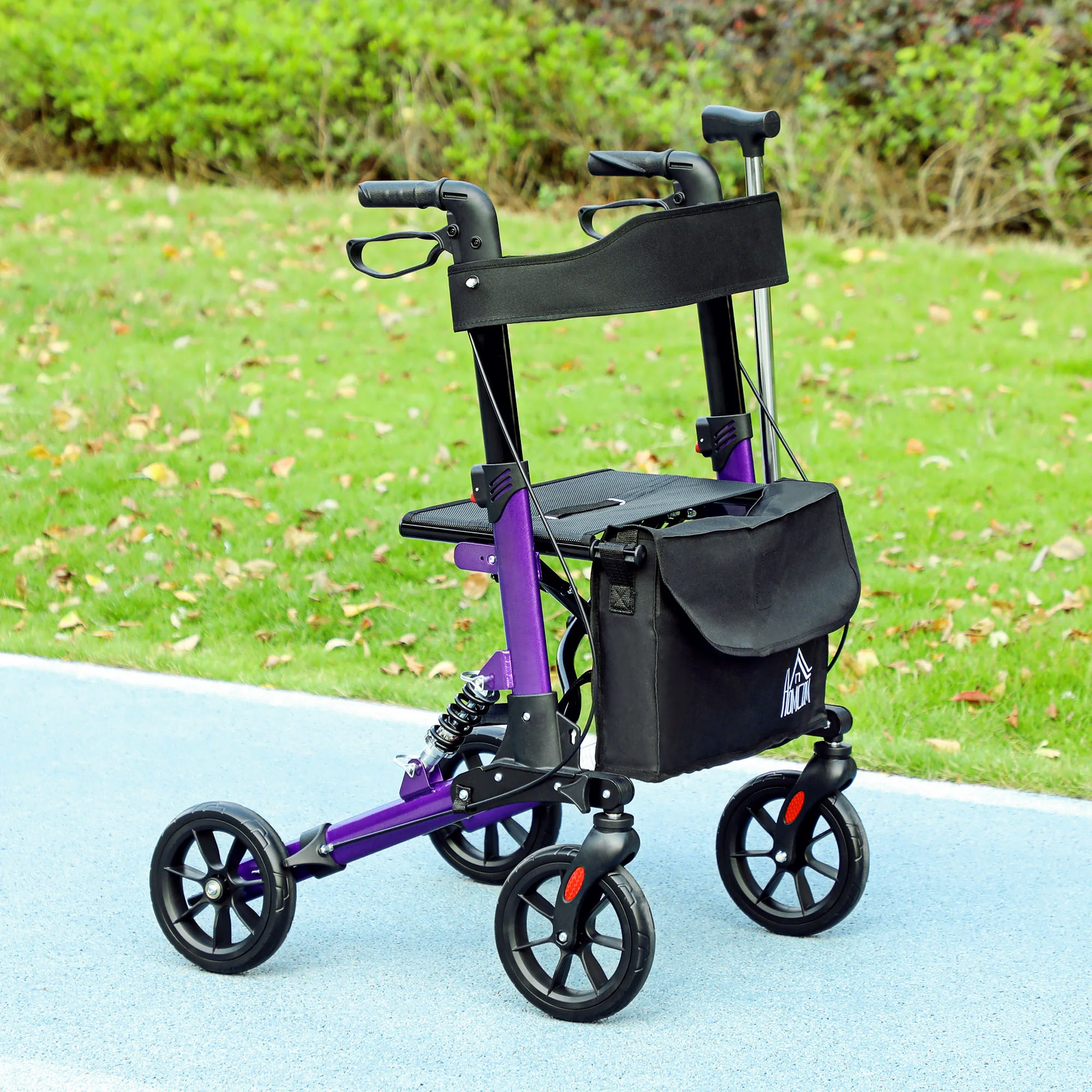 HOMCOM Folding Rollator Walker with Seat, Backrest, Bag, 4 Wheels - Image 11