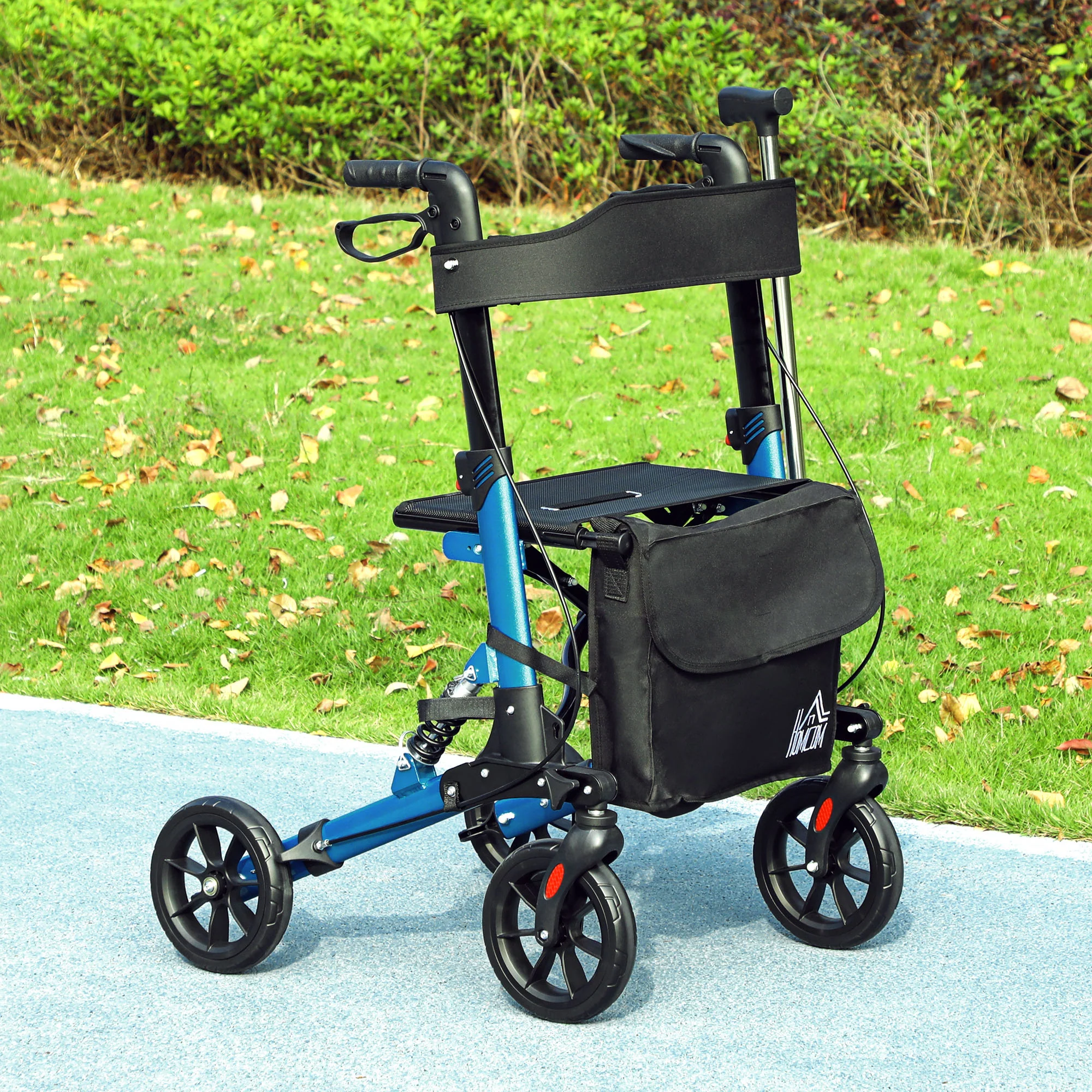 HOMCOM Folding Rollator Walker with Seat, Backrest, Bag, 4 Wheels - Image 2