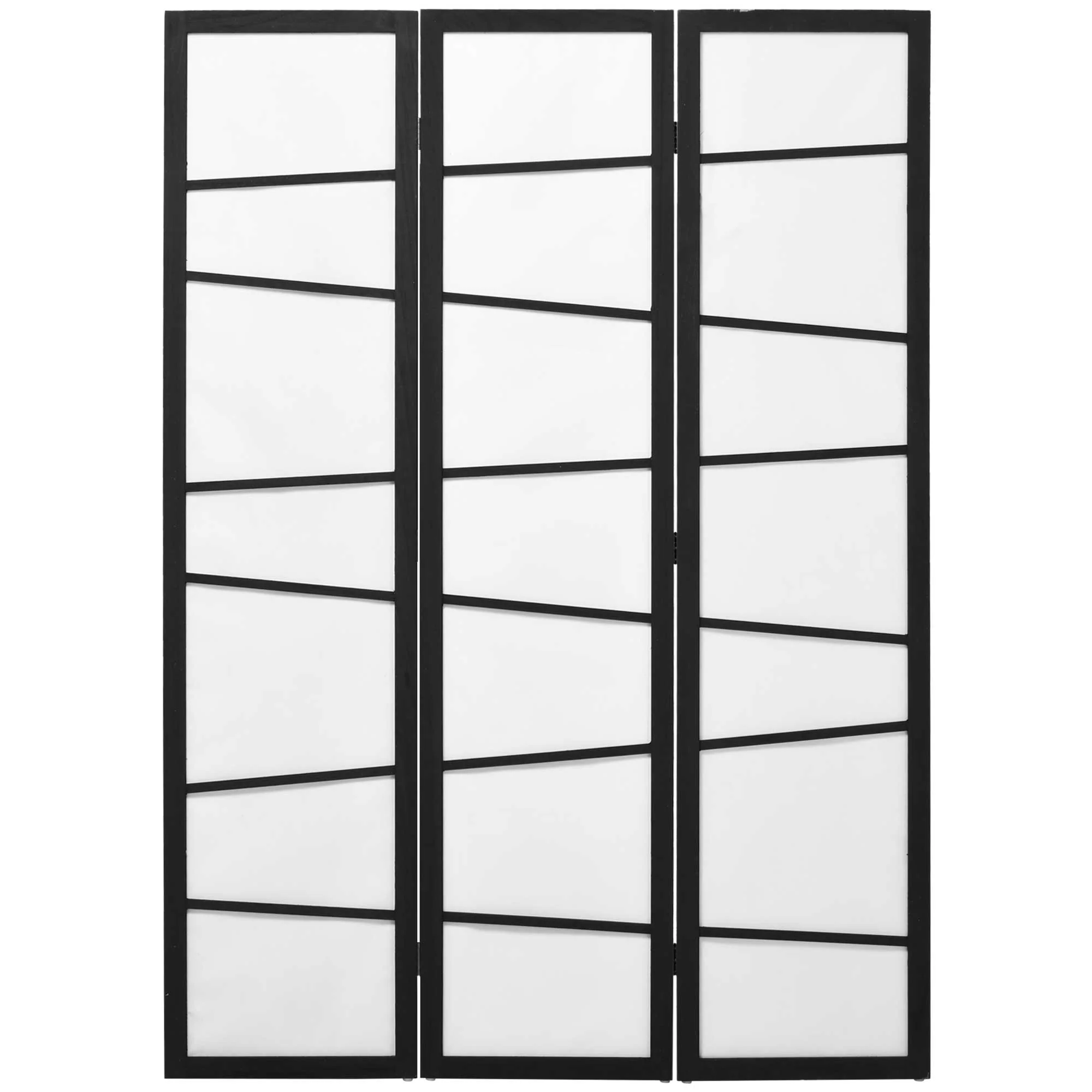 HOMCOM Folding Room Divider 3 Panel Privacy Screen Protector with Wooden Frame