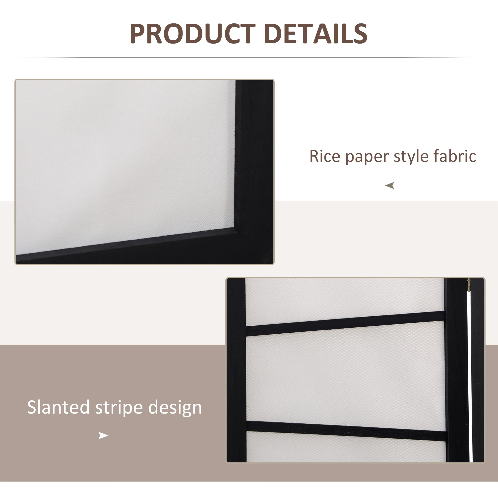 HOMCOM Folding Room Divider 3 Panel Privacy Screen Protector with Wooden Frame - Image 3