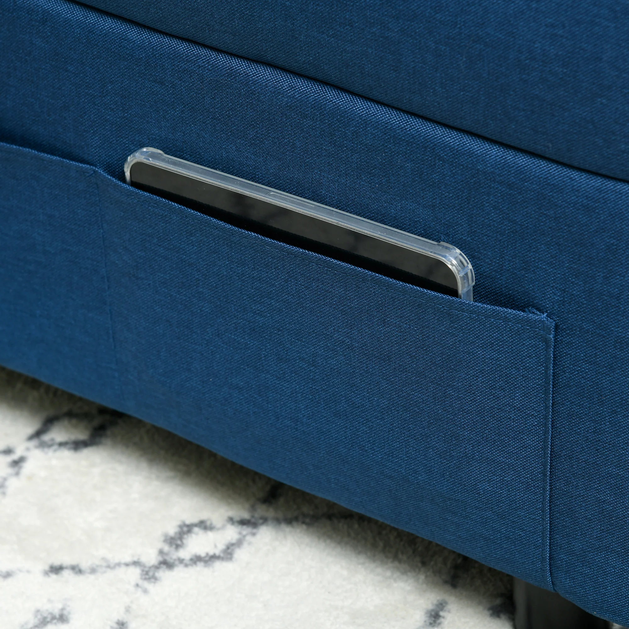HOMCOM Folding Sofa Bed Adjustable Single Sleeper W/ Pillow Side Pocket, Blue - Image 9