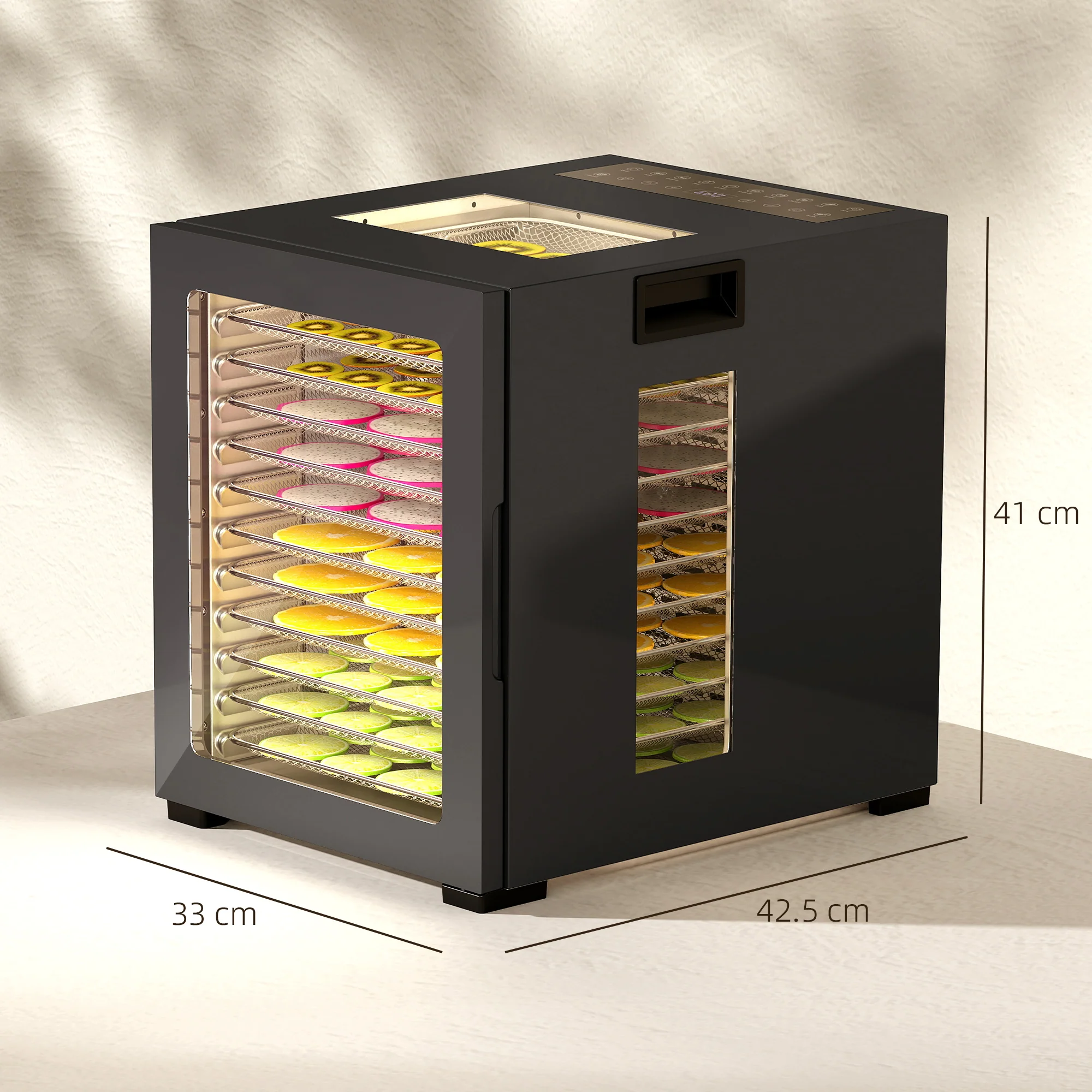 HOMCOM Food Dehydrator With 12 Stainless Steel Tray, 850W Food Dryer Machine - Image 5