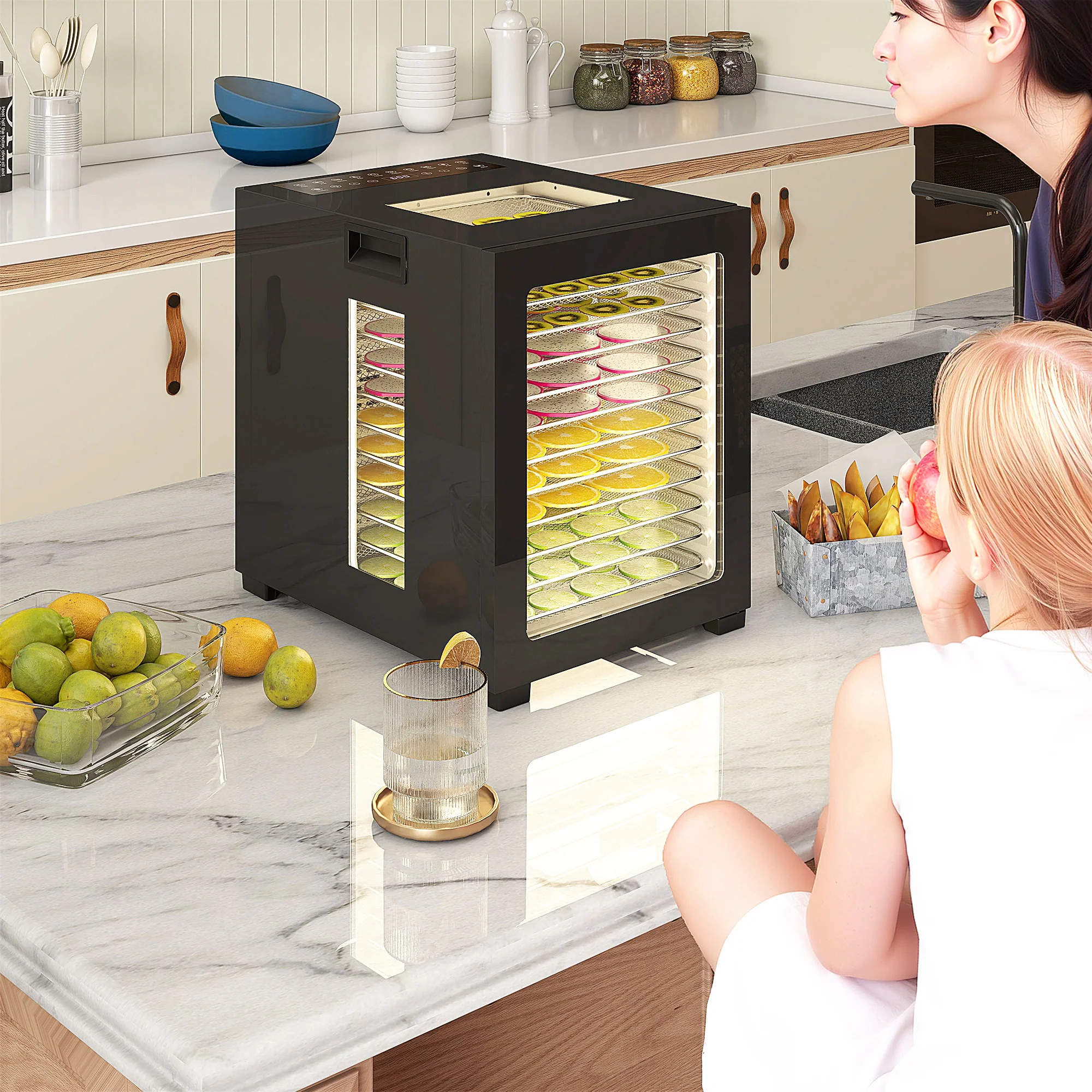 HOMCOM Food Dehydrator With 12 Stainless Steel Tray, 850W Food Dryer Machine - Image 9