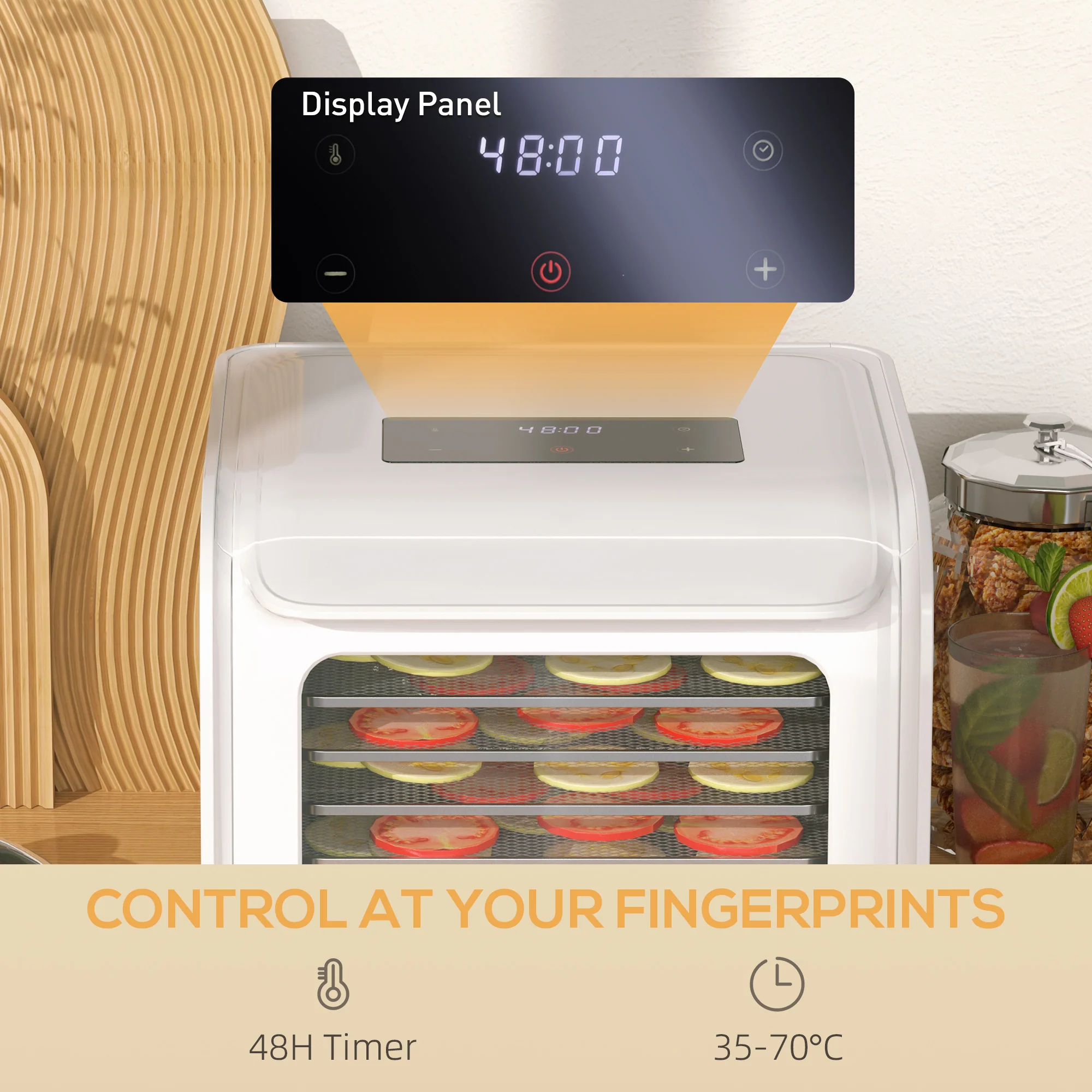 HOMCOM Food Dehydrator With 6 Stainless Steel Tray, For Fruit, Meat - Image 15
