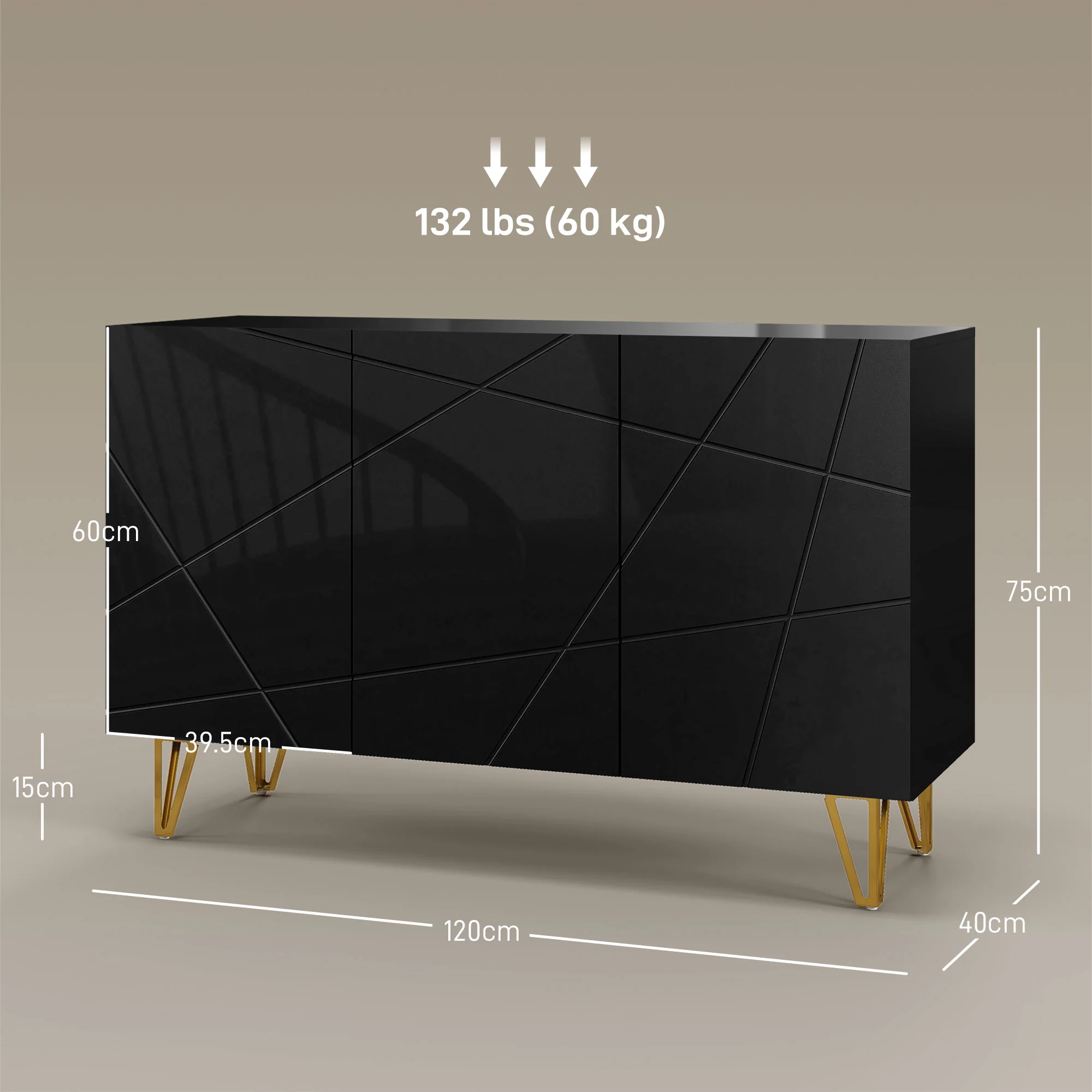 HOMCOM Freestanding Storage Cabinet with Adjustable Shelves for Living Room - Image 5