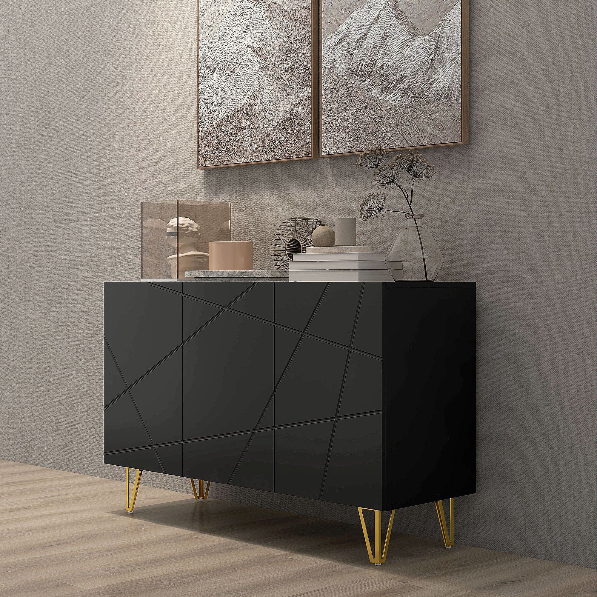HOMCOM Freestanding Storage Cabinet with Adjustable Shelves for Living Room - Image 8